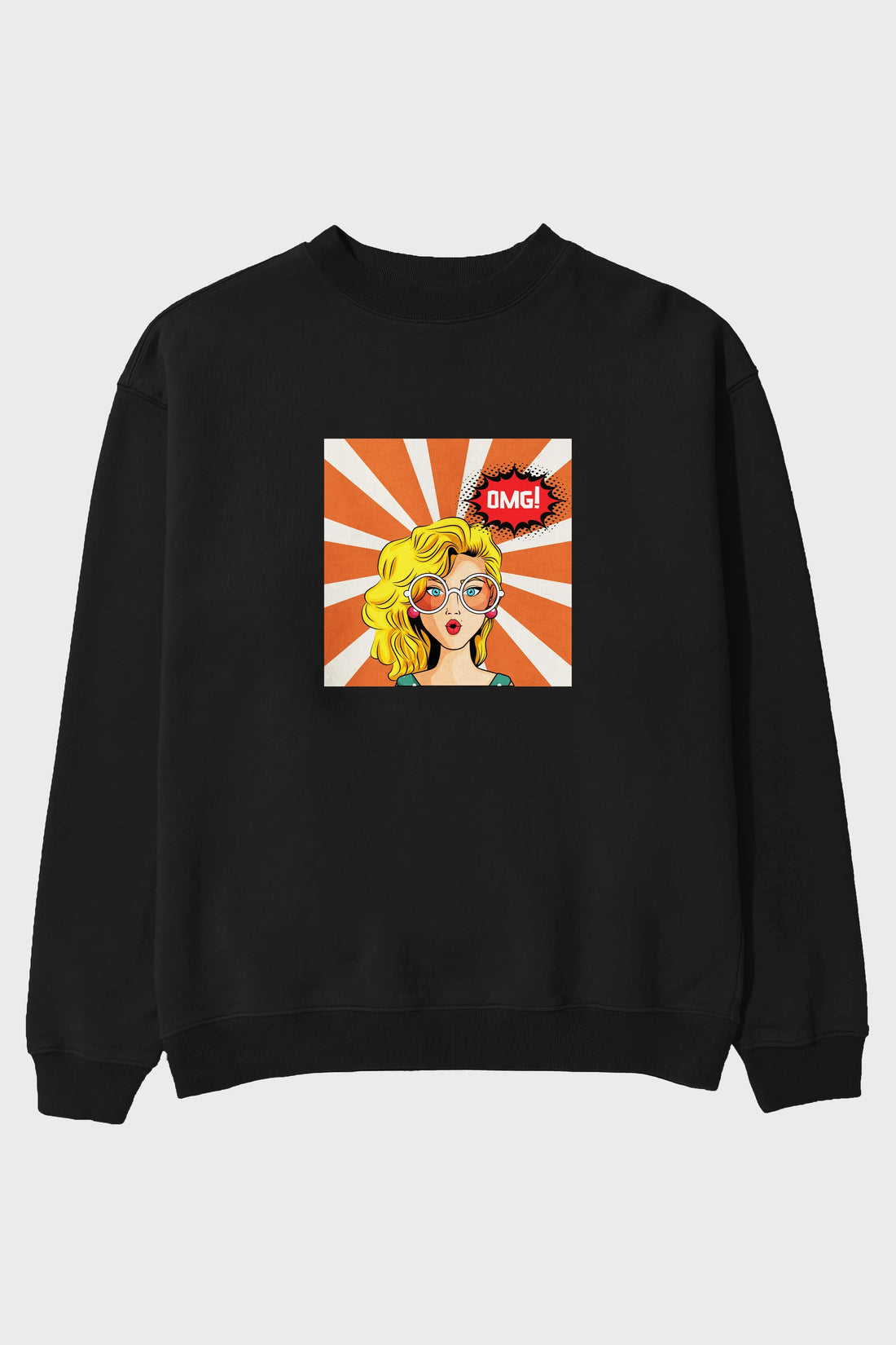 OMG Yazılı Retro Ön Baskılı Oversize Sweatshirt Erkek Kadın Unisex