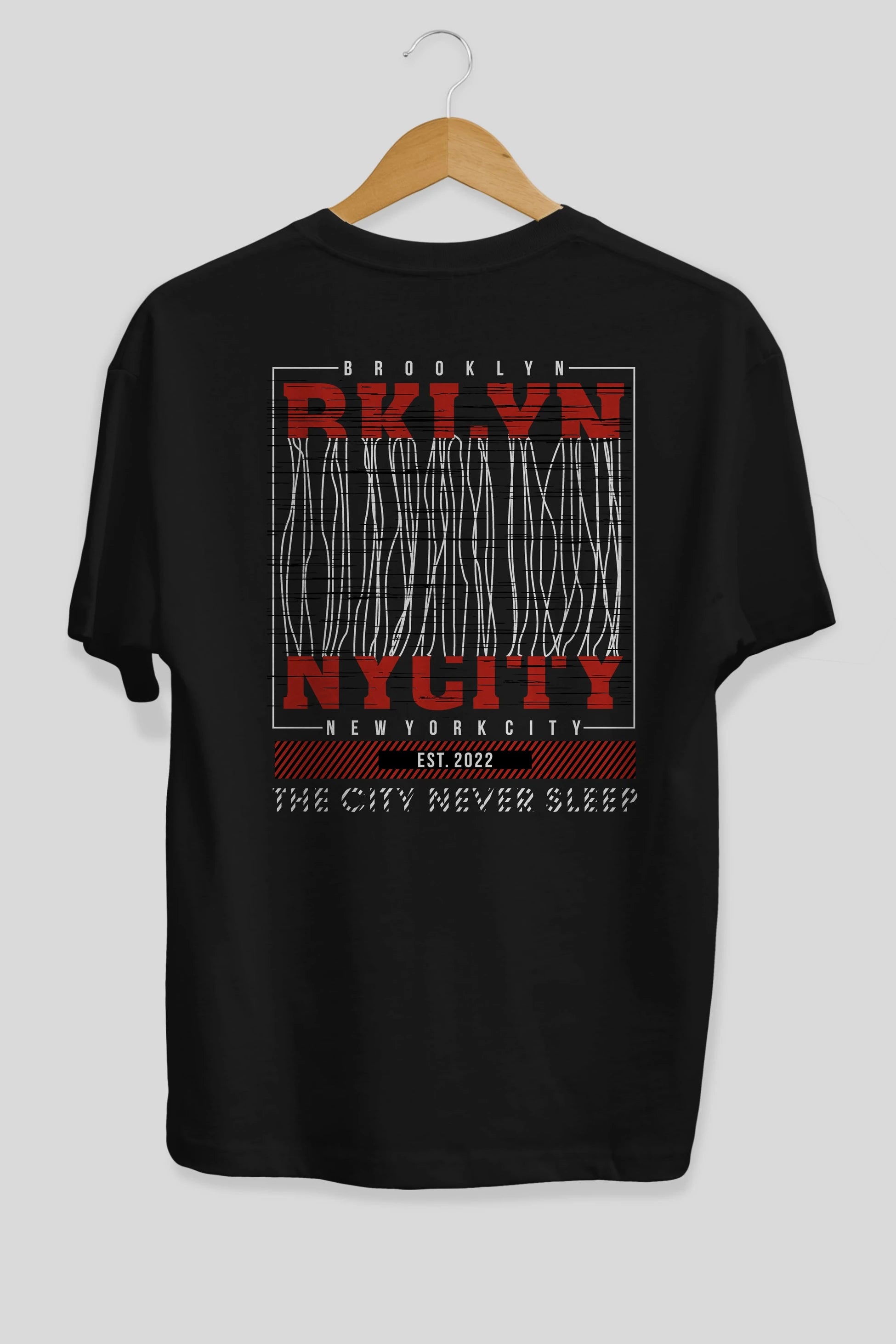 Brooklyn New York City Arka Baskılı Oversize t-shirt Erkek Kadın Unisex