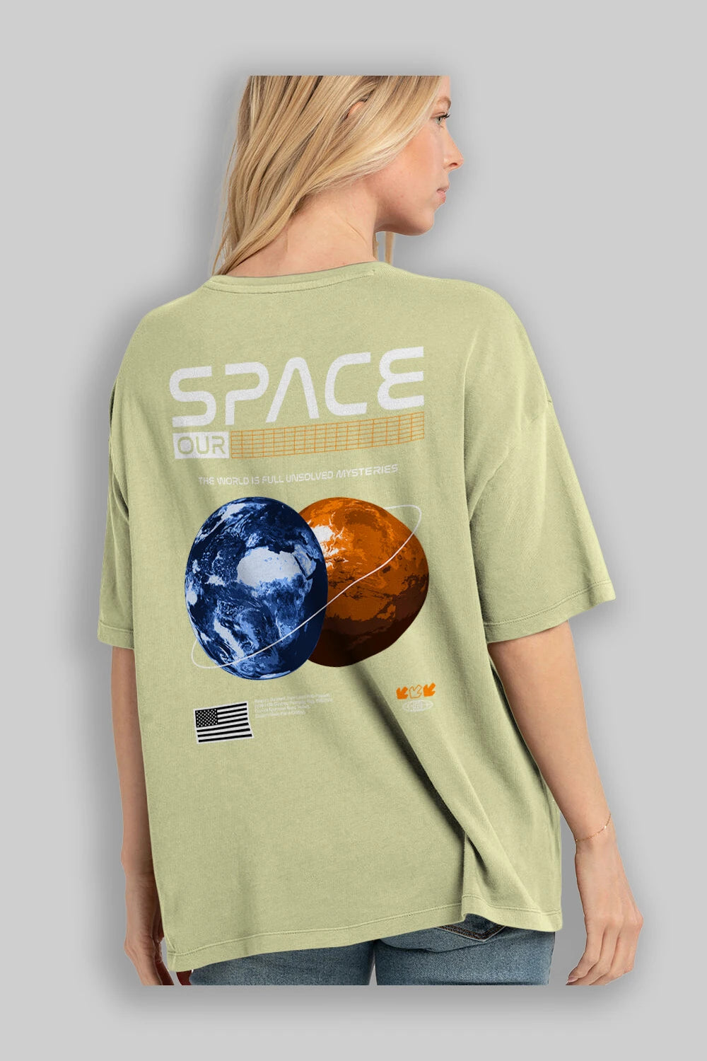 Space Our Arka Baskılı Oversize t-shirt Erkek Kadın Unisex