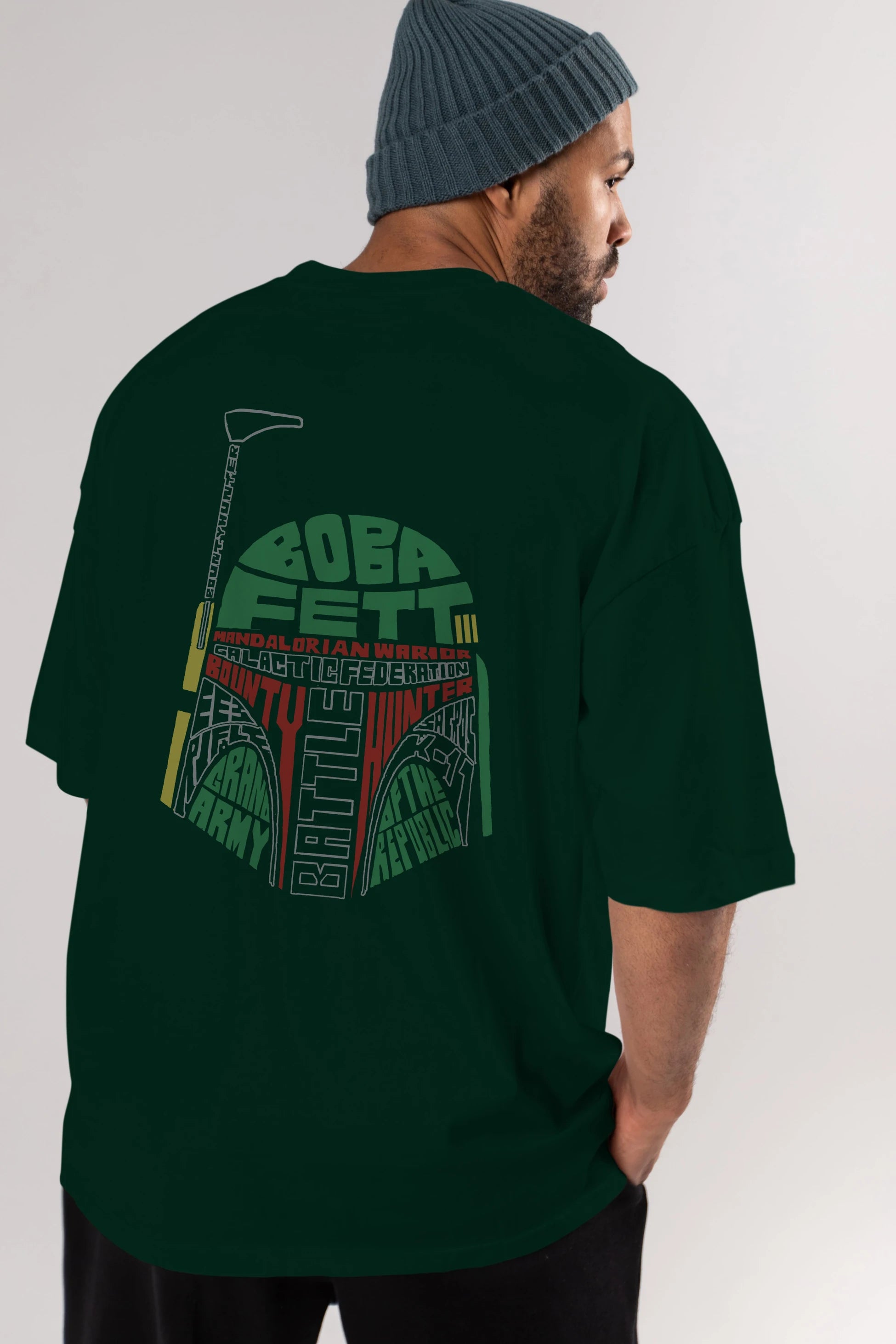 Boba Fett (2) Arka Baskılı Oversize t-shirt %100 pamuk Erkek Kadın Unisex