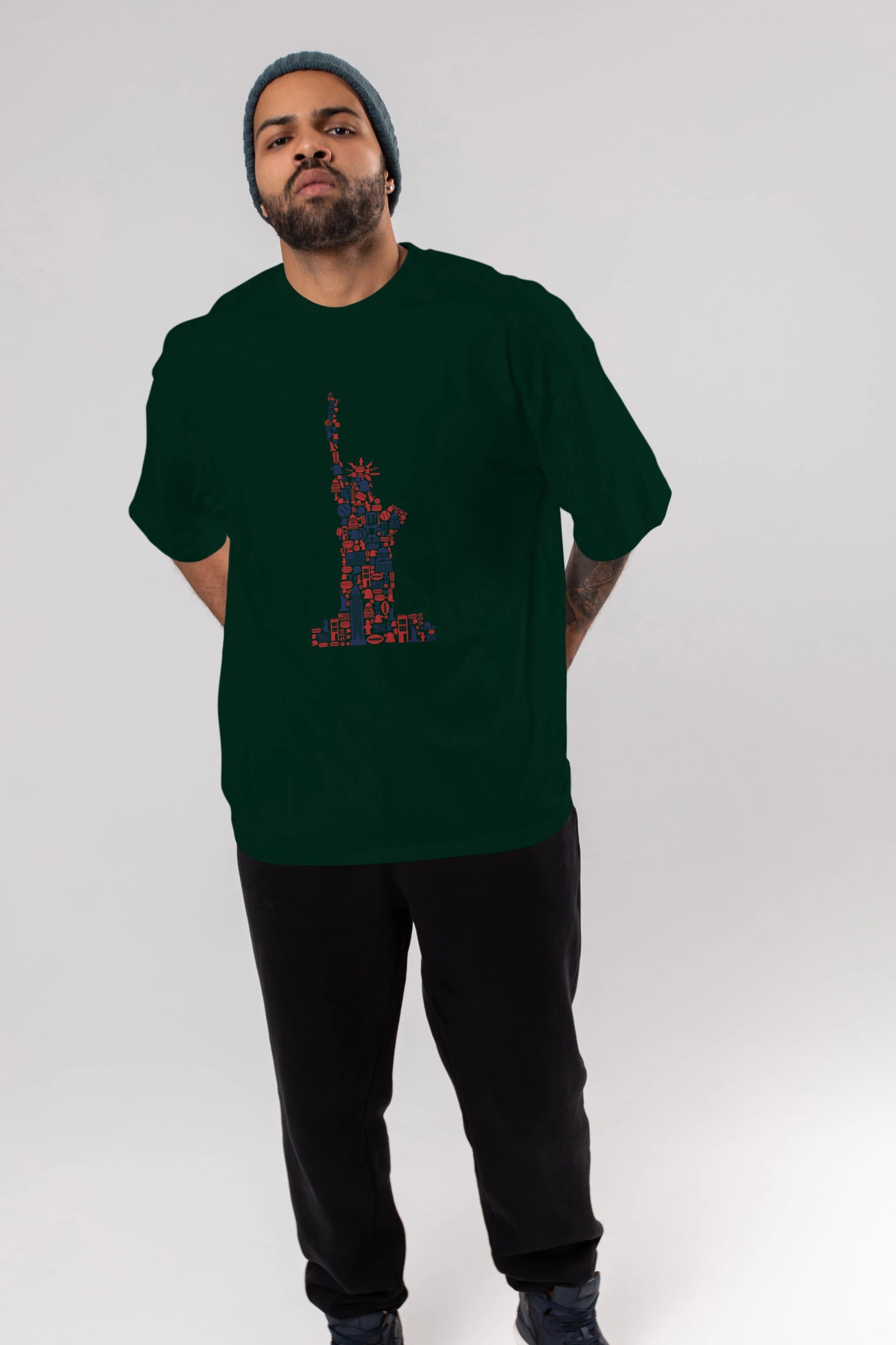 Liberty Ön Baskılı Oversize t-shirt %100 pamuk Erkek Kadın Unisex