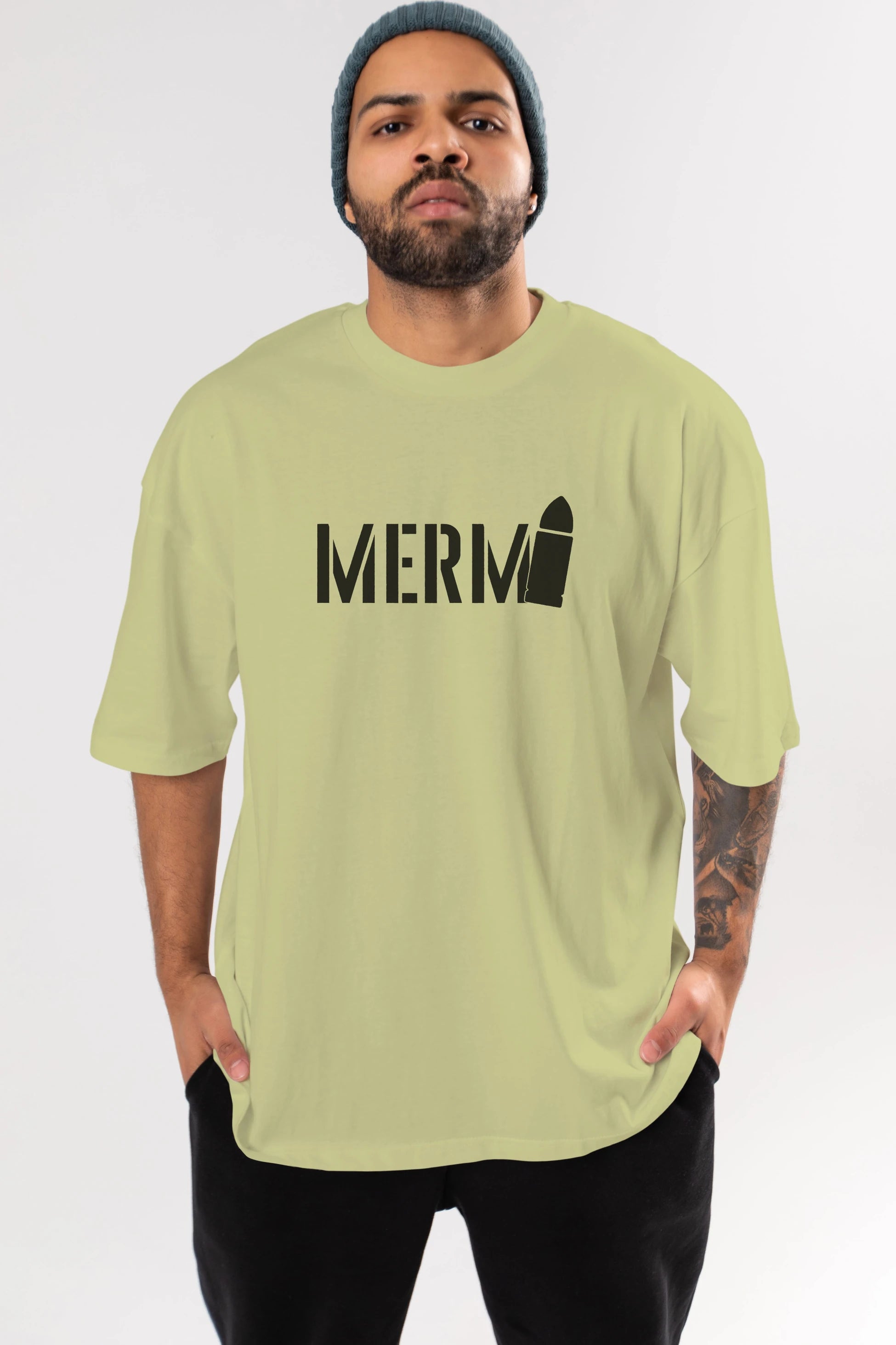 Mermi Ön Baskılı Oversize t-shirt %100 pamuk Erkek Kadın Unisex