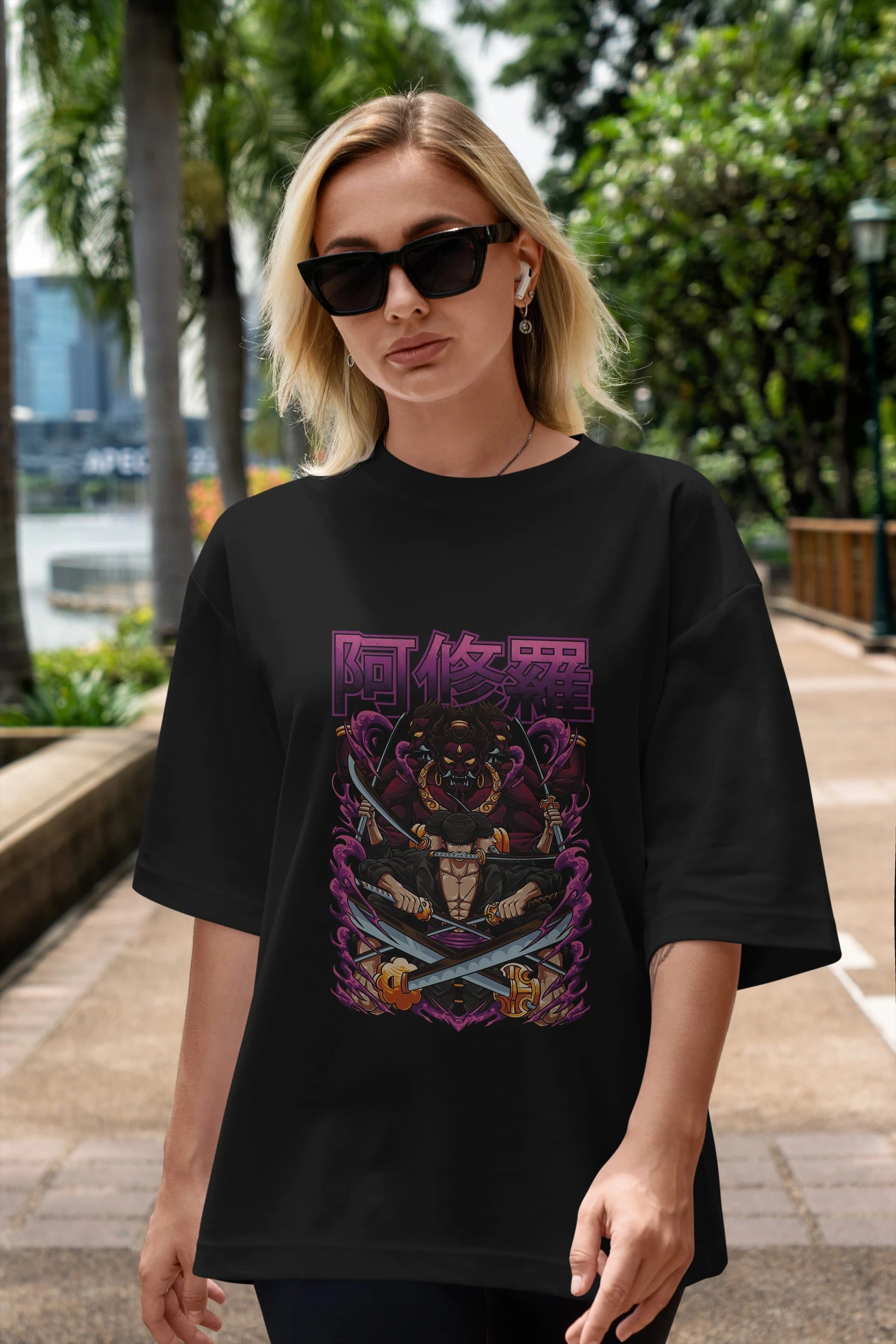 Roronoa Zoro 1 Anime Ön Baskılı Oversize t-shirt %100 pamuk Erkek Kadın Unisex