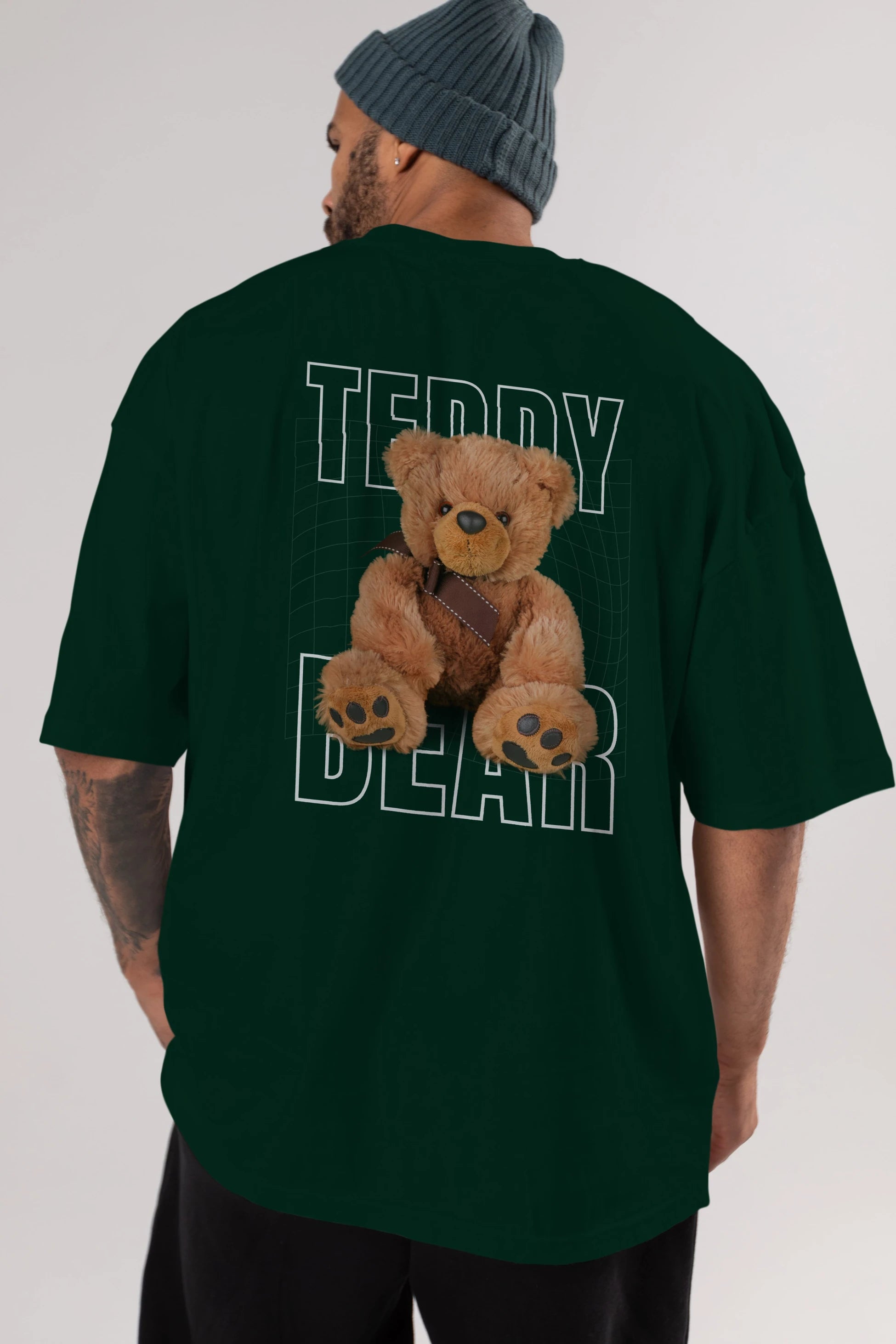 Teddy Bear Yazılı Arka Baskılı Oversize t-shirt Erkek Kadın Unisex %100 Pamuk