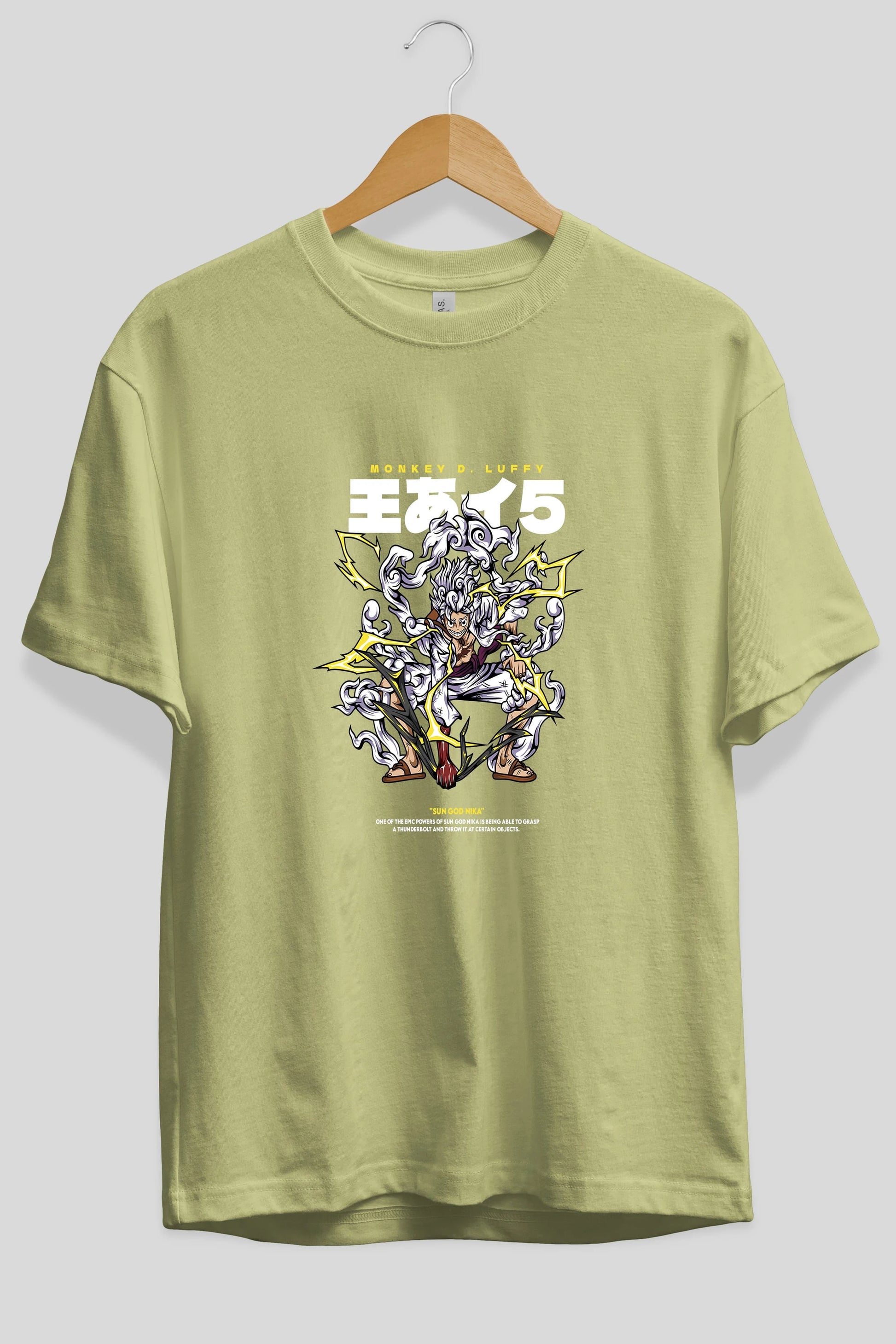 Monkey D. Luffy GEAR5 1 Anime Ön Baskılı Oversize t-shirt %100 pamuk Erkek Kadın Unisex
