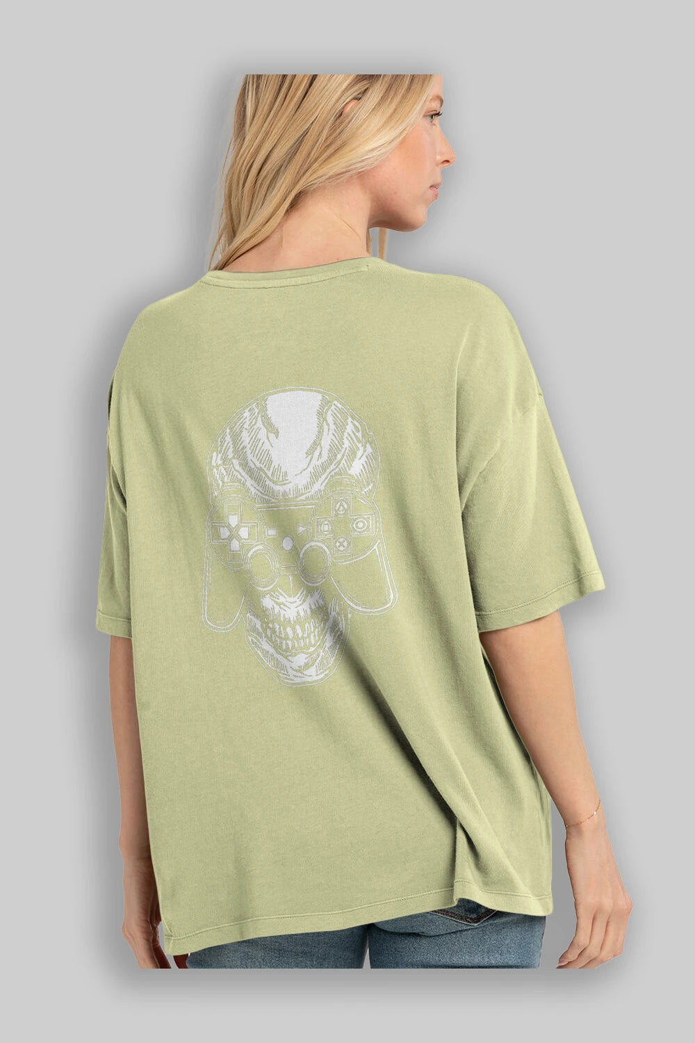 Skull Gamers Arka Baskılı Oversize t-shirt Erkek Kadın Unisex %100 Pamuk