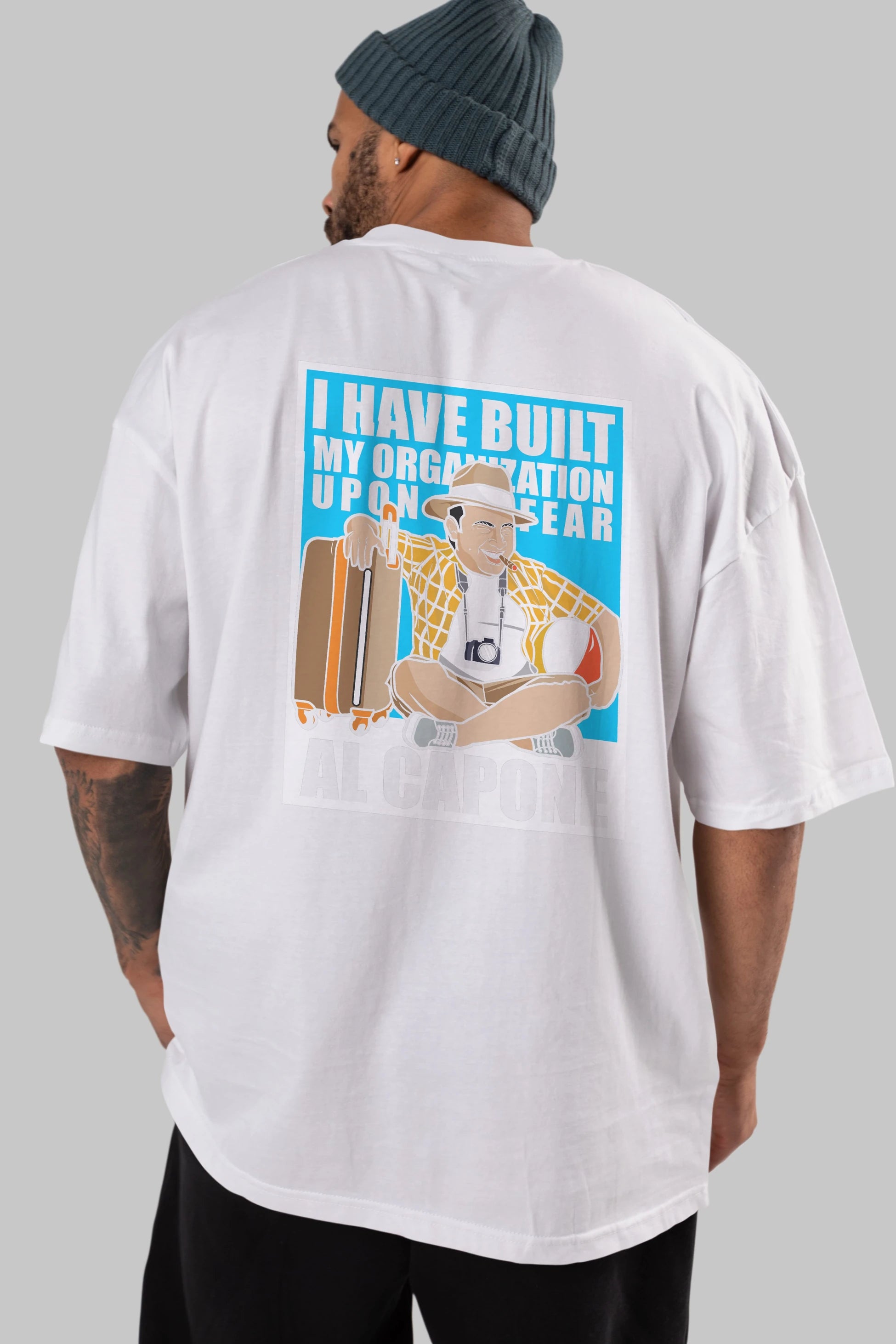 Al Capone Holiday Arka Baskılı Oversize t-shirt Erkek Kadın Unisex %100 Pamuk tişort