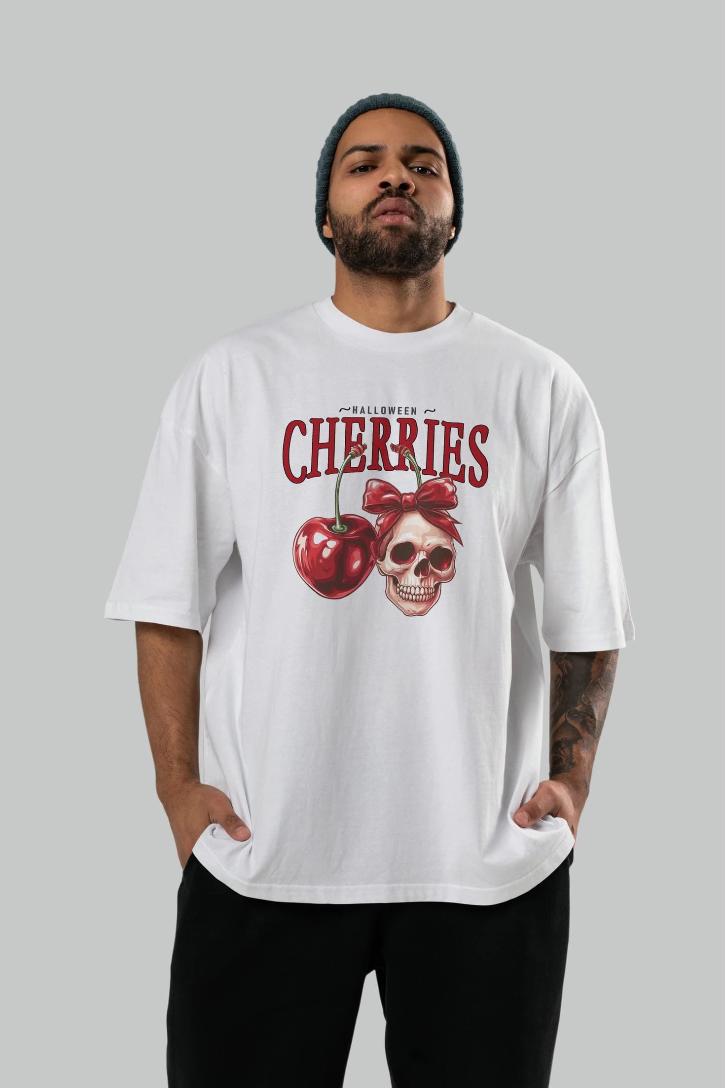 Cherry Cherries 1 Ön Baskılı Oversize t-shirt Erkek Kadın Pamuk Bisiklet Yaka tişort