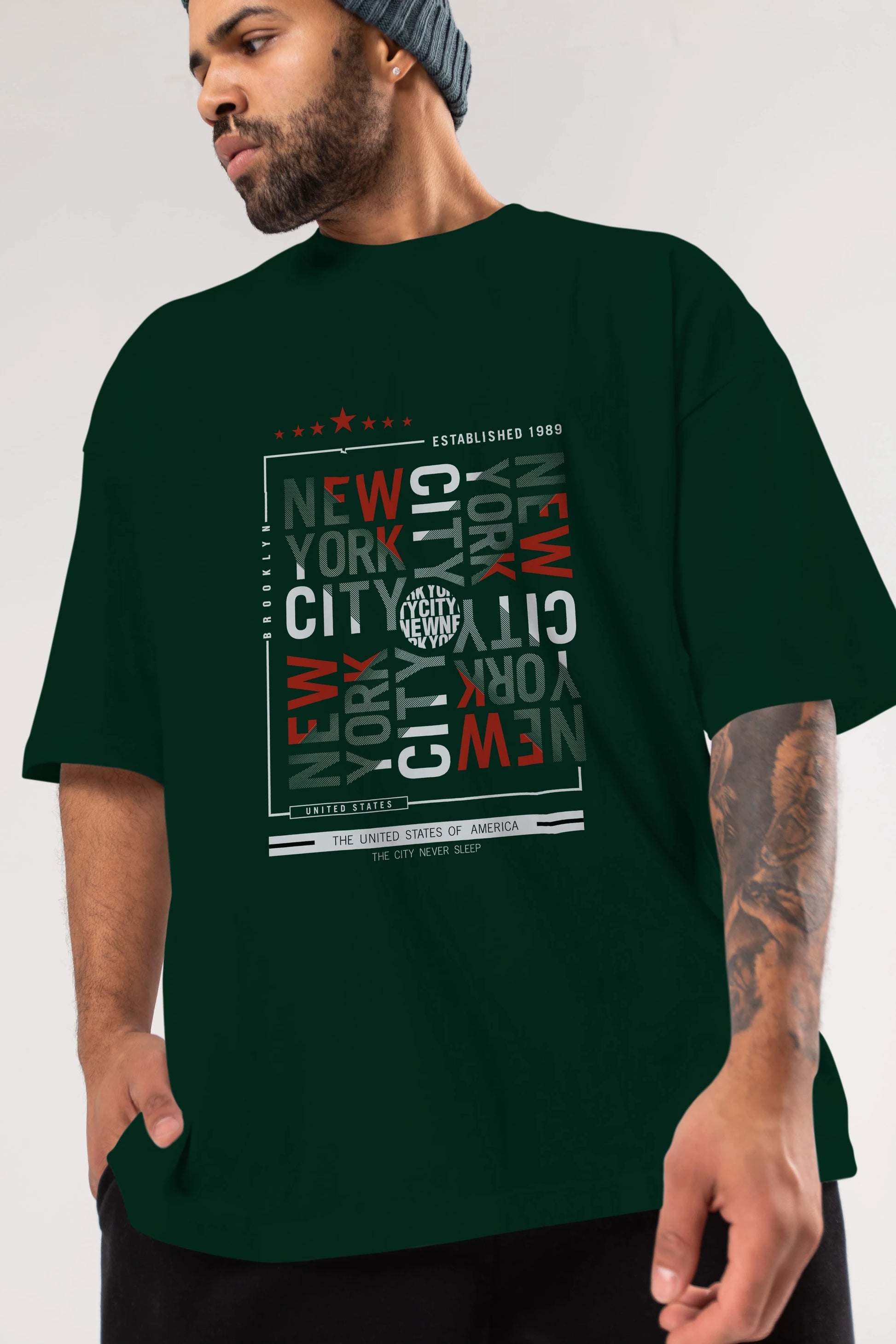 New York Style 2 Ön Baskılı Oversize t-shirt Erkek Kadın Unisex