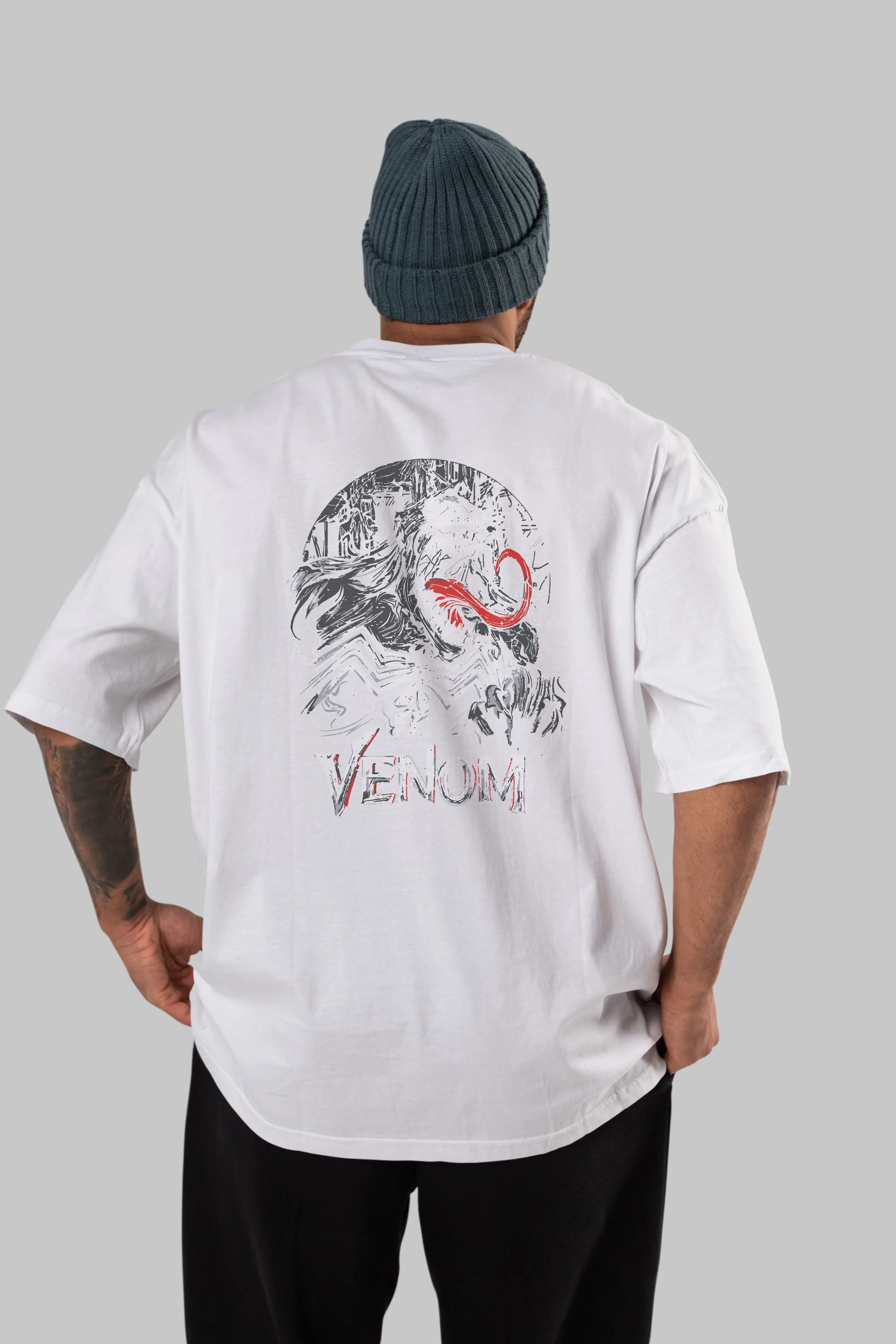 Venom (13) Arka Baskılı Oversize t-shirt Erkek Kadın Unisex %100 Pamuk Bisiklet Yaka tişort