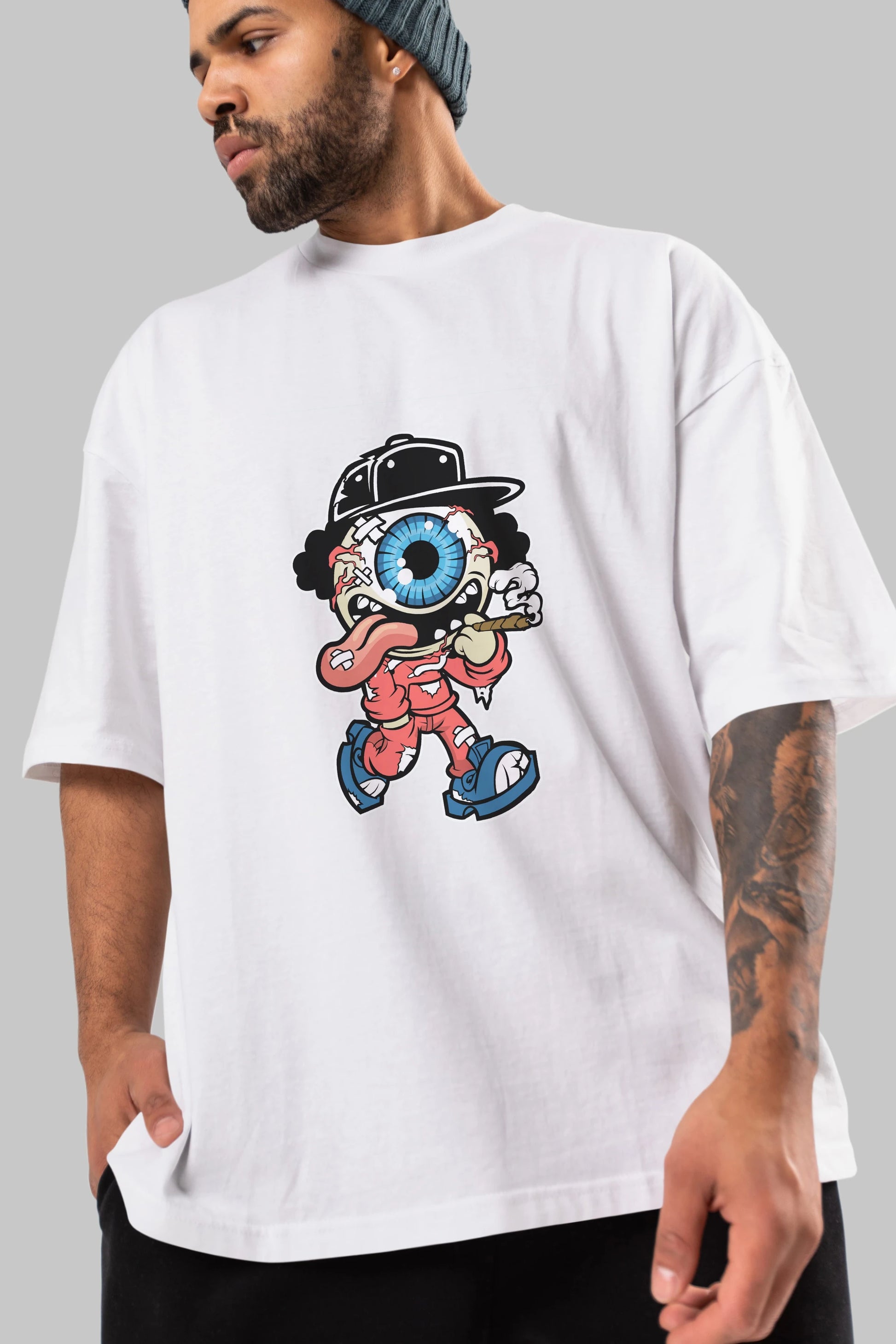 Eyeball Monster Ön Baskılı Oversize t-shirt Erkek Kadın Unisex %100 Pamuk tişort