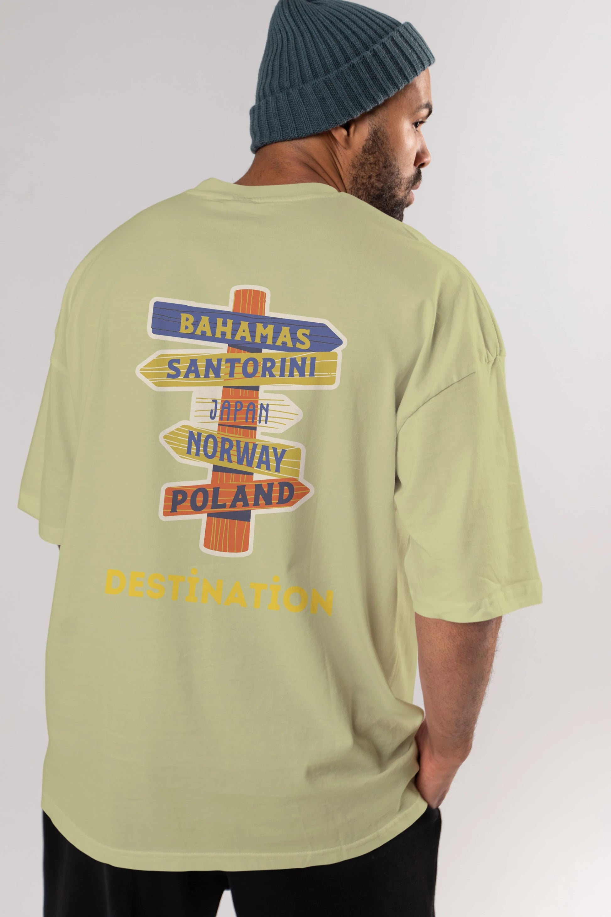 Destination Yazılı Arka Baskılı Oversize t-shirt Erkek Kadın Unisex