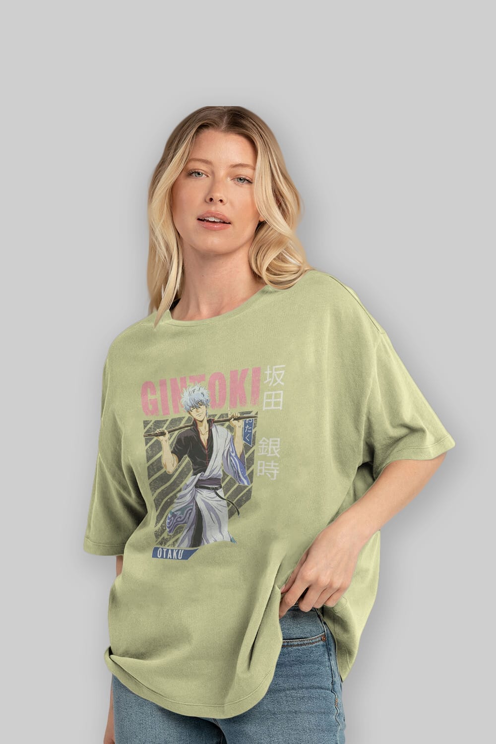 Gintoki Sakata GINTAMA 3 Anime Ön Baskılı Oversize t-shirt %100 pamuk Erkek Kadın Unisex