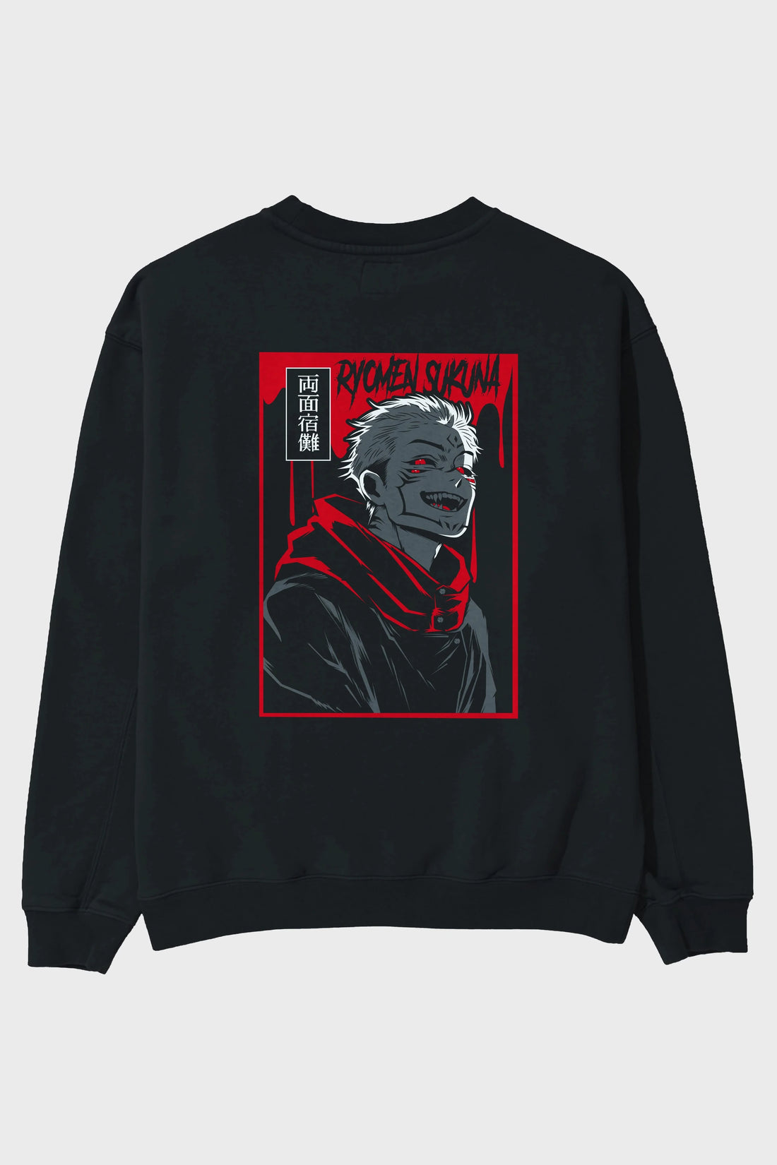 SUKUNA Anime Arka Baskılı Oversize Sweatshirt Erkek Kadın Unisex