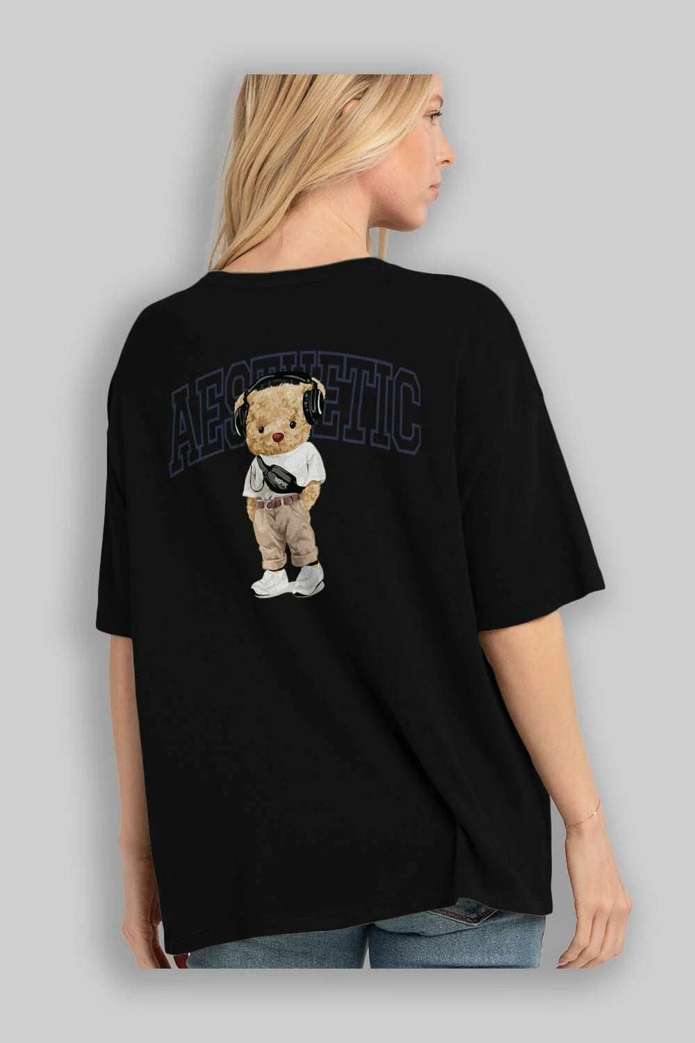 Teddy Bear Aesthetıc Arka Baskılı Oversize t-shirt Erkek Kadın Unisex %100 Pamuk