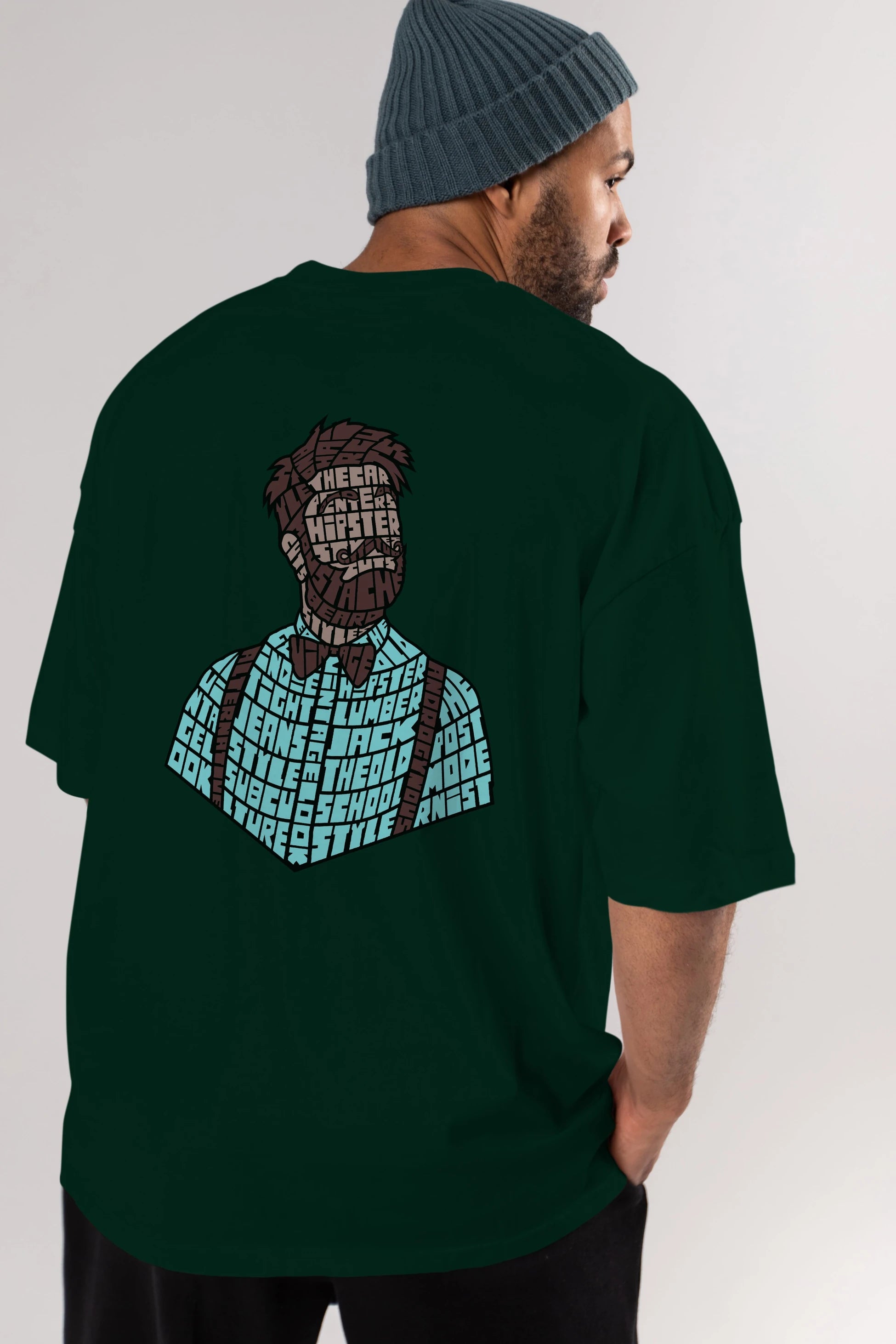 Hipster (2) Arka Baskılı Oversize t-shirt %100 pamuk Erkek Kadın Unisex