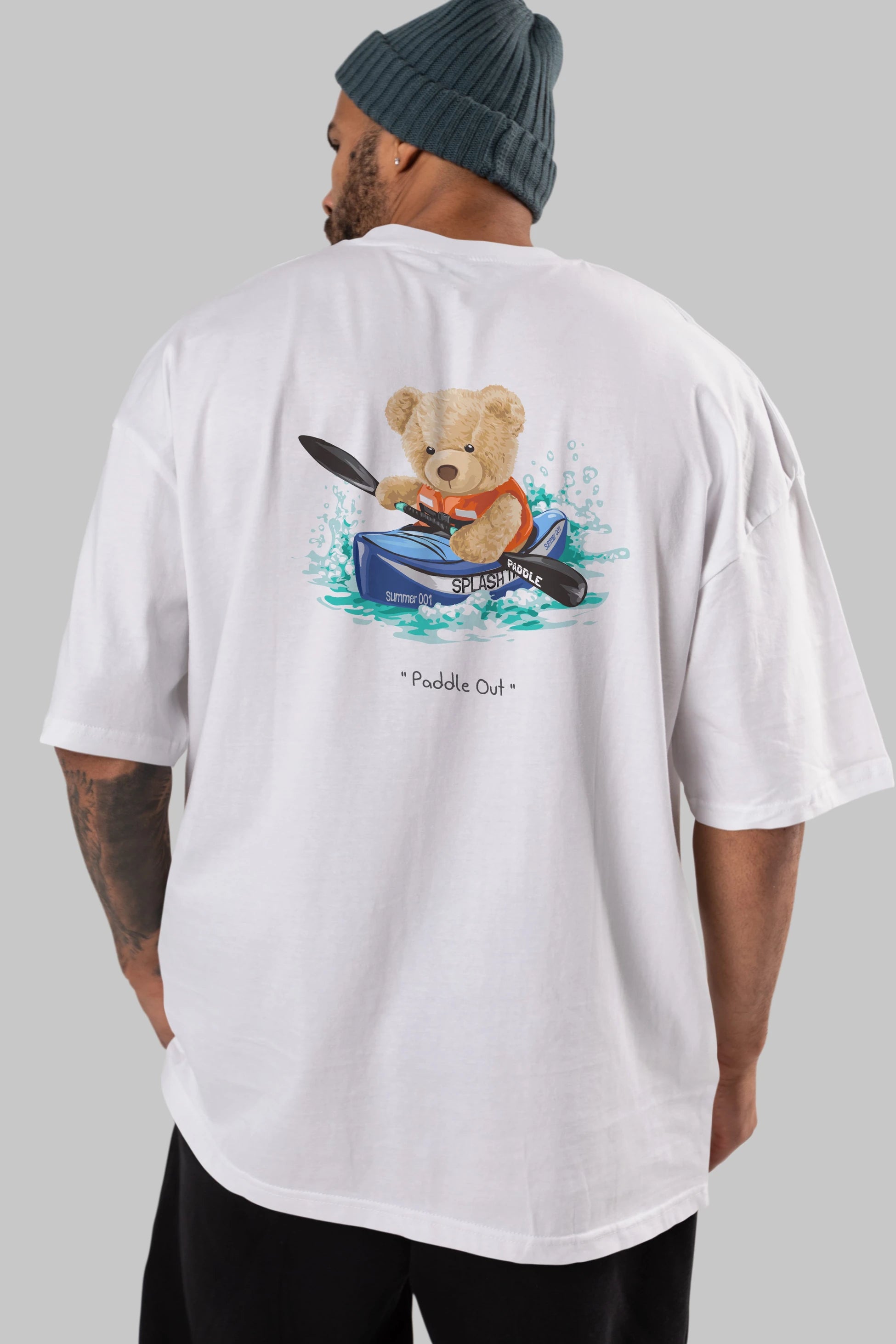Teddy Bear Paddle Out Arka Baskılı Oversize t-shirt Erkek Kadın Unisex %100 Pamuk