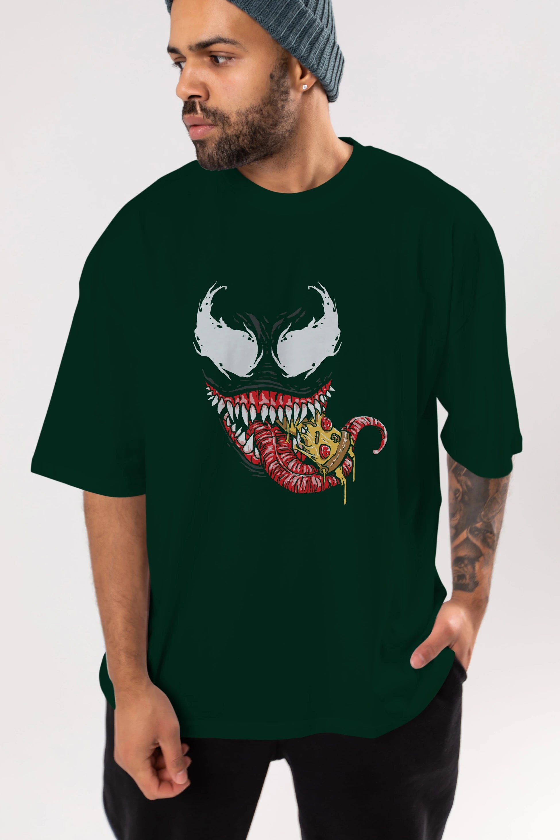 Venom (1) Ön Baskılı Oversize t-shirt Erkek Kadın Unisex %100 Pamuk Bisiklet Yaka tişort