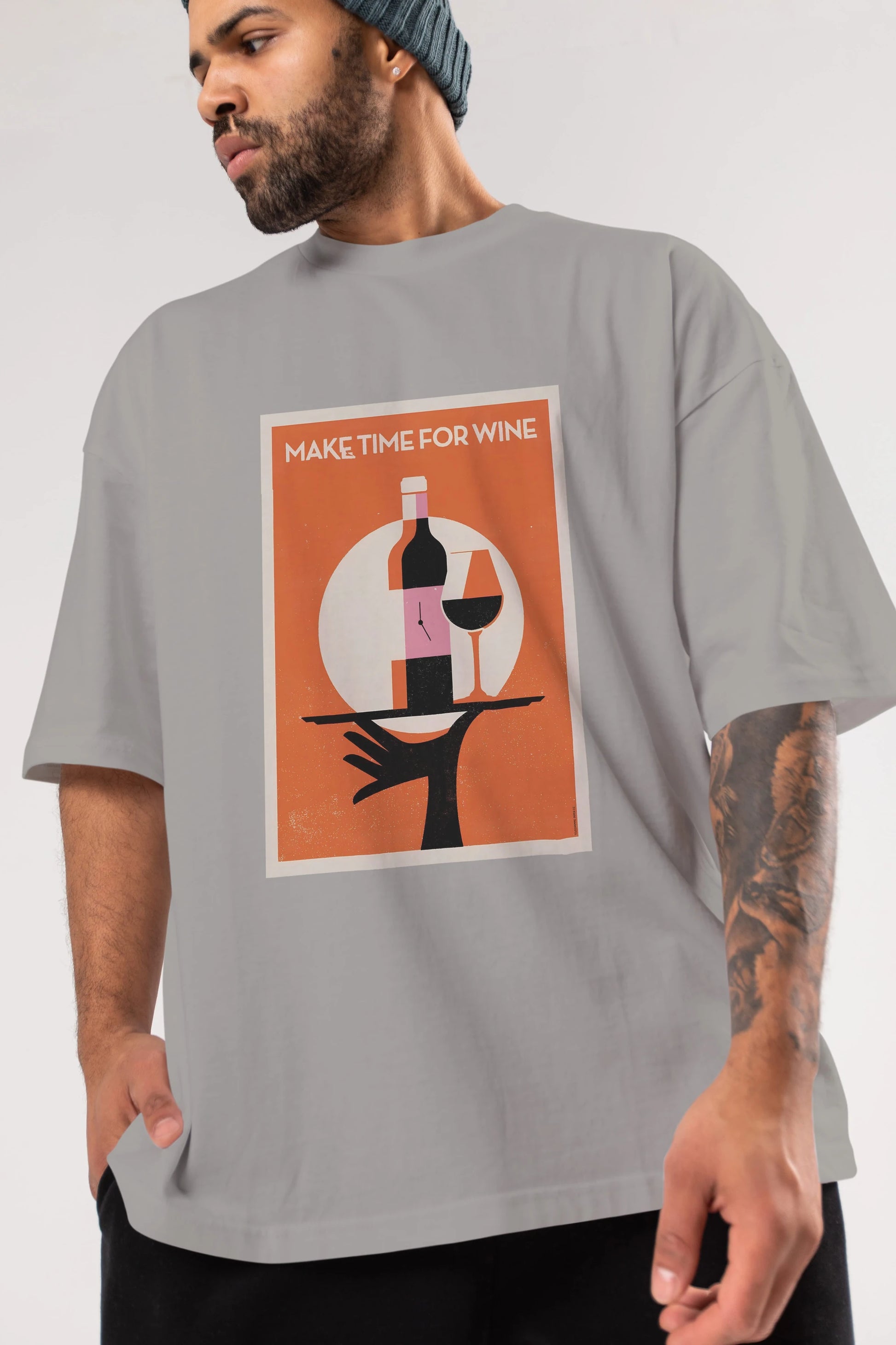 Make Time For Wine Ön Baskılı Oversize t-shirt Erkek Kadın Unisex %100 Pamuk Bisiklet Yaka tişort