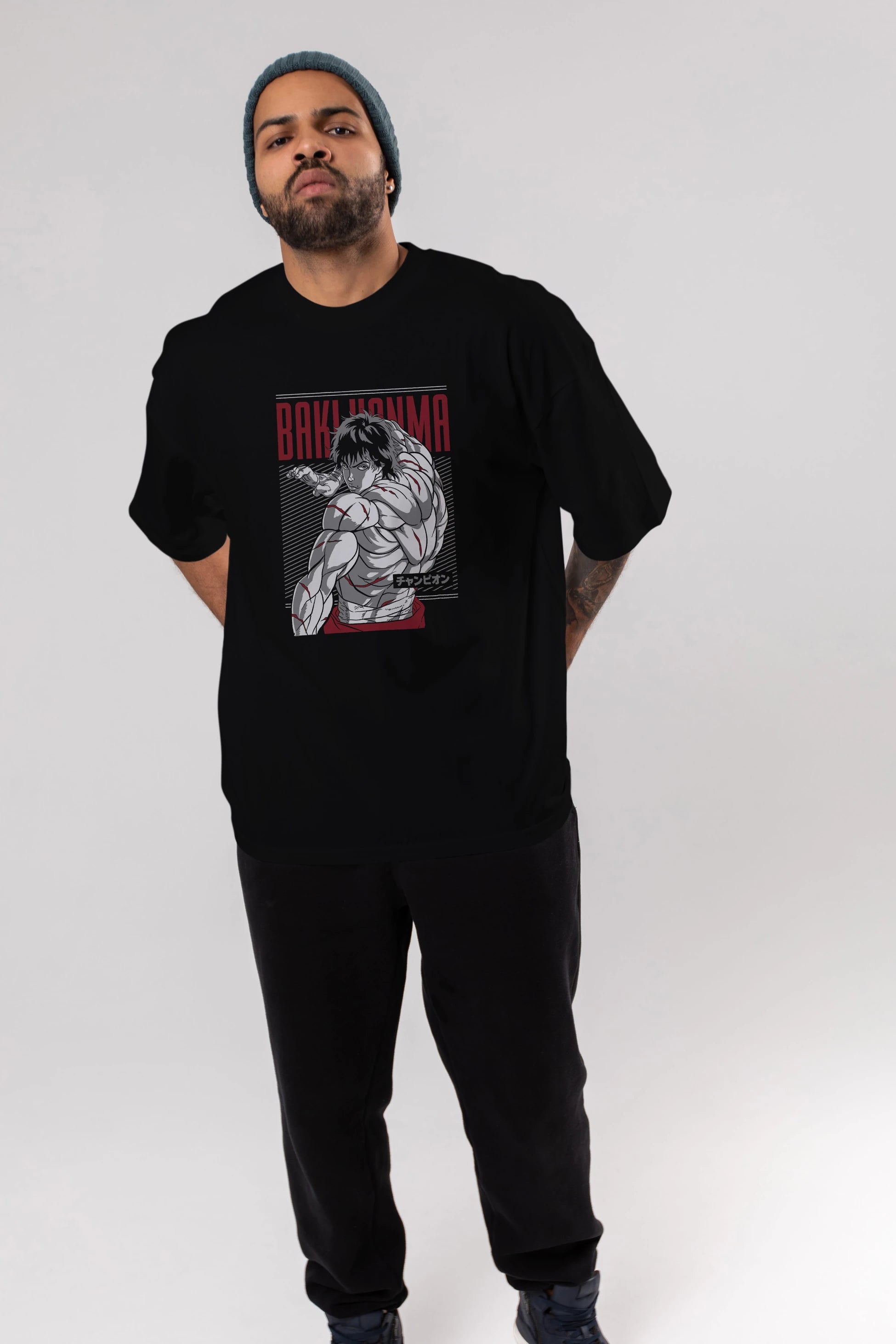 BAKI HANMA Anime Ön Baskılı Oversize t-shirt %100 pamuk Erkek Kadın Unisex