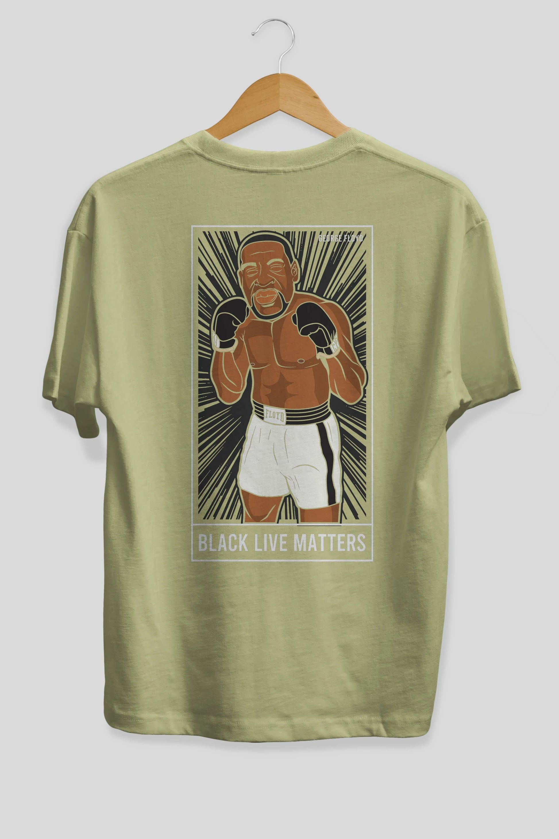 George Floyd Boxer Arka Baskılı Oversize t-shirt Erkek Kadın Unisex %100 Pamuk tişort