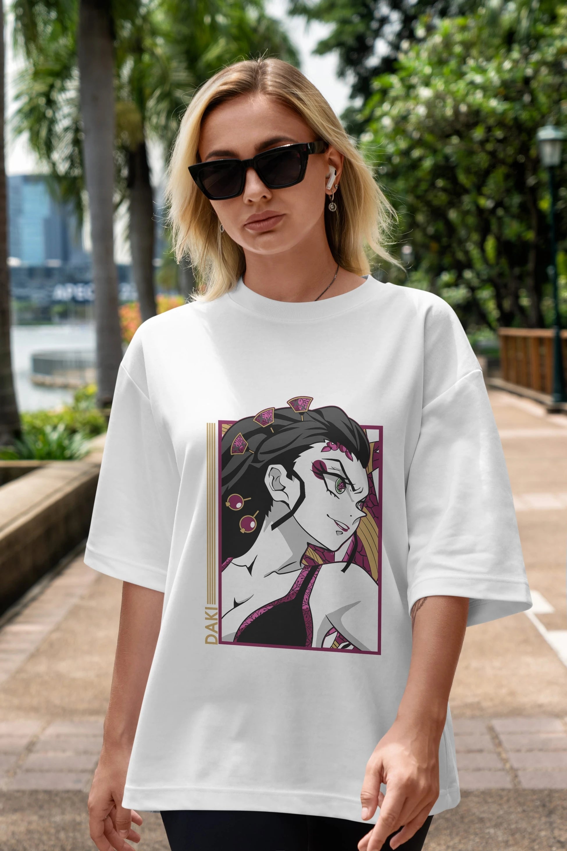 Daki DEMION SLAYER Anime Ön Baskılı Oversize t-shirt %100 pamuk Erkek Kadın Unisex