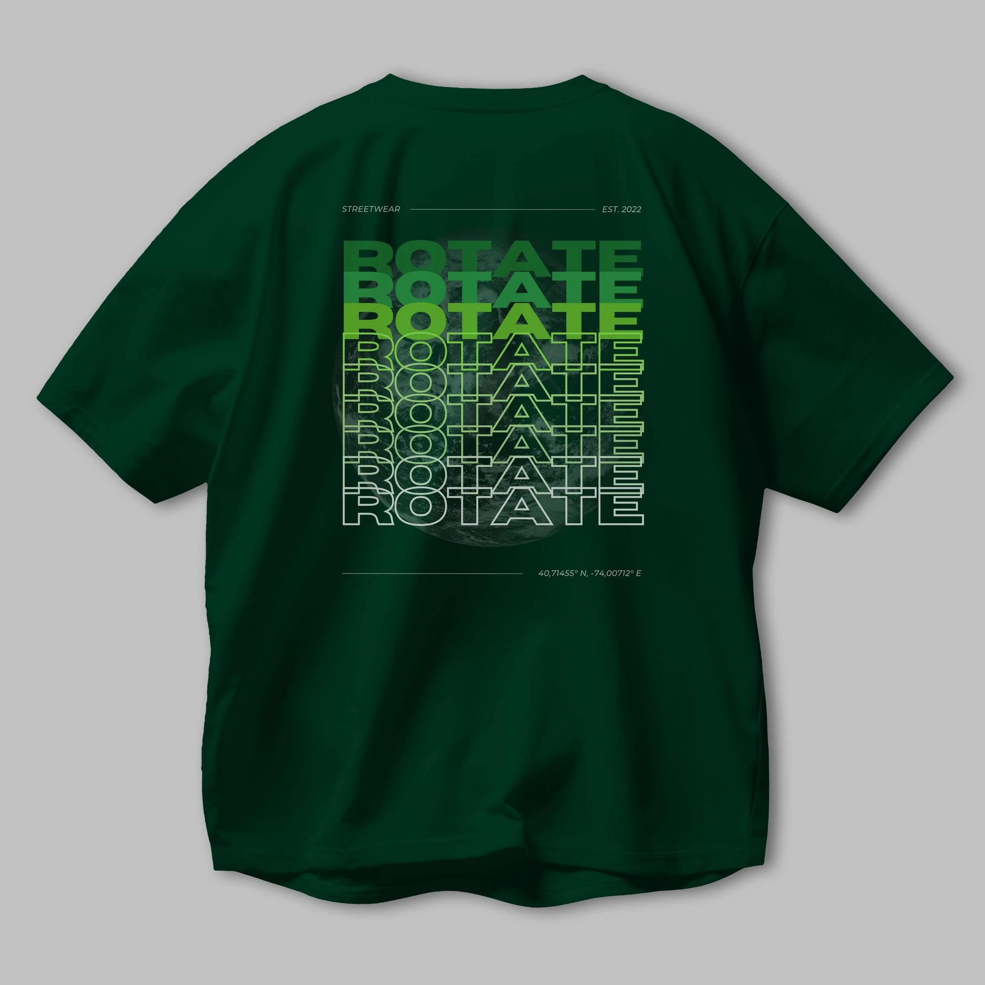 Rotate Yazılı Arka Baskılı Oversize t-shirt Erkek Kadın Unisex