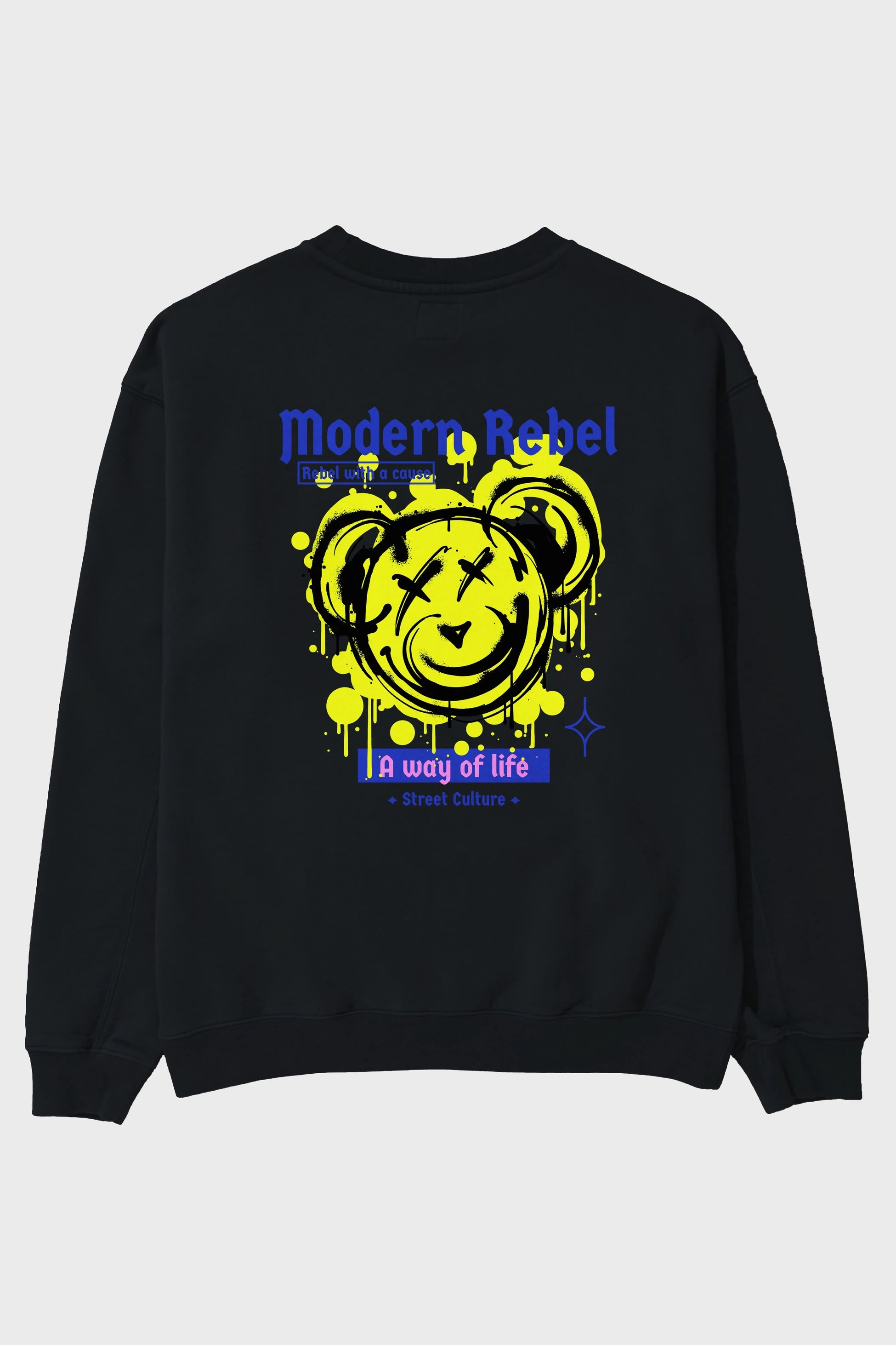 Modern Rebel Bear Arka Baskılı Oversize Sweatshirt Erkek Kadın Unisex