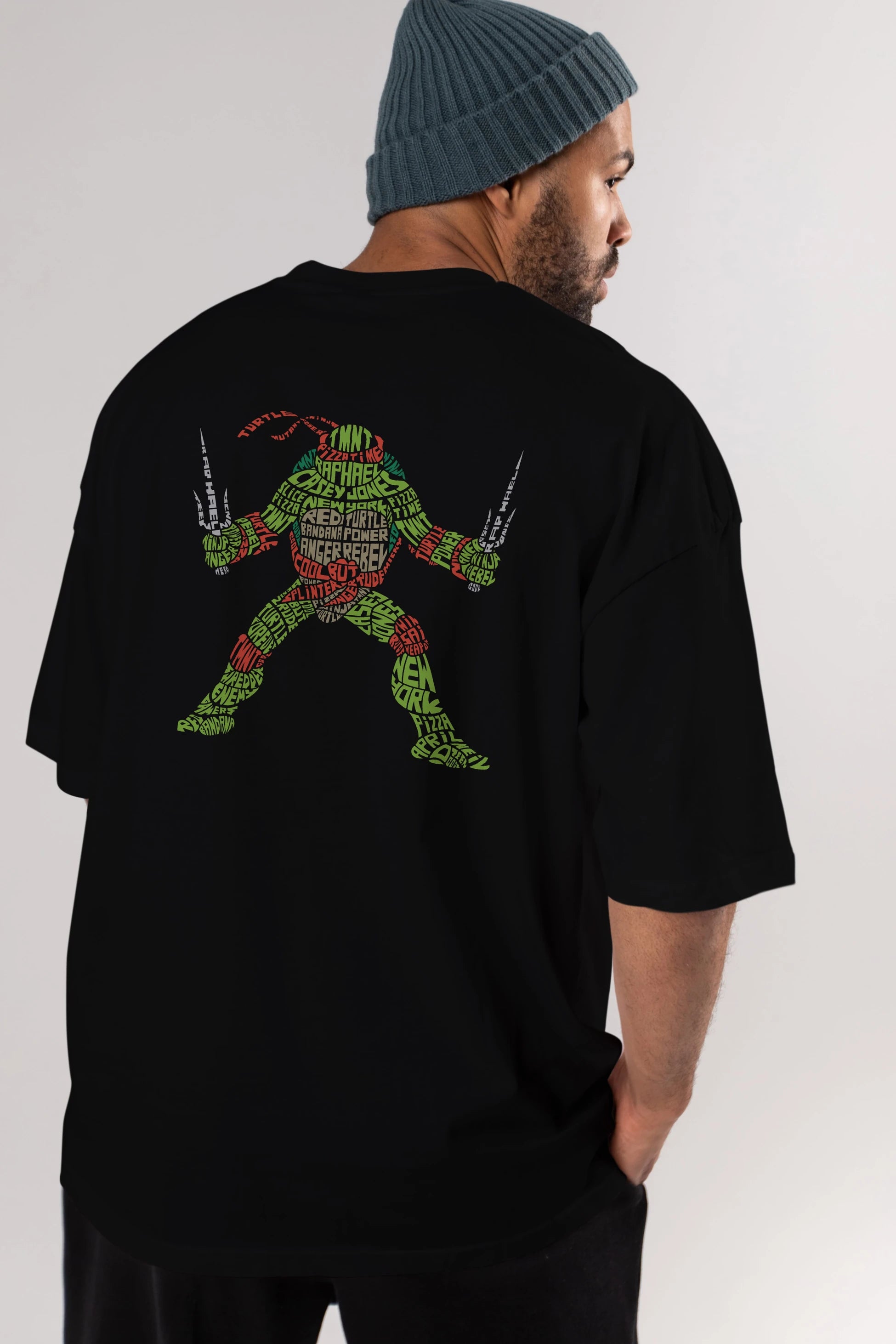 Ninja Turtle Arka Baskılı Oversize t-shirt %100 pamuk Erkek Kadın Unisex