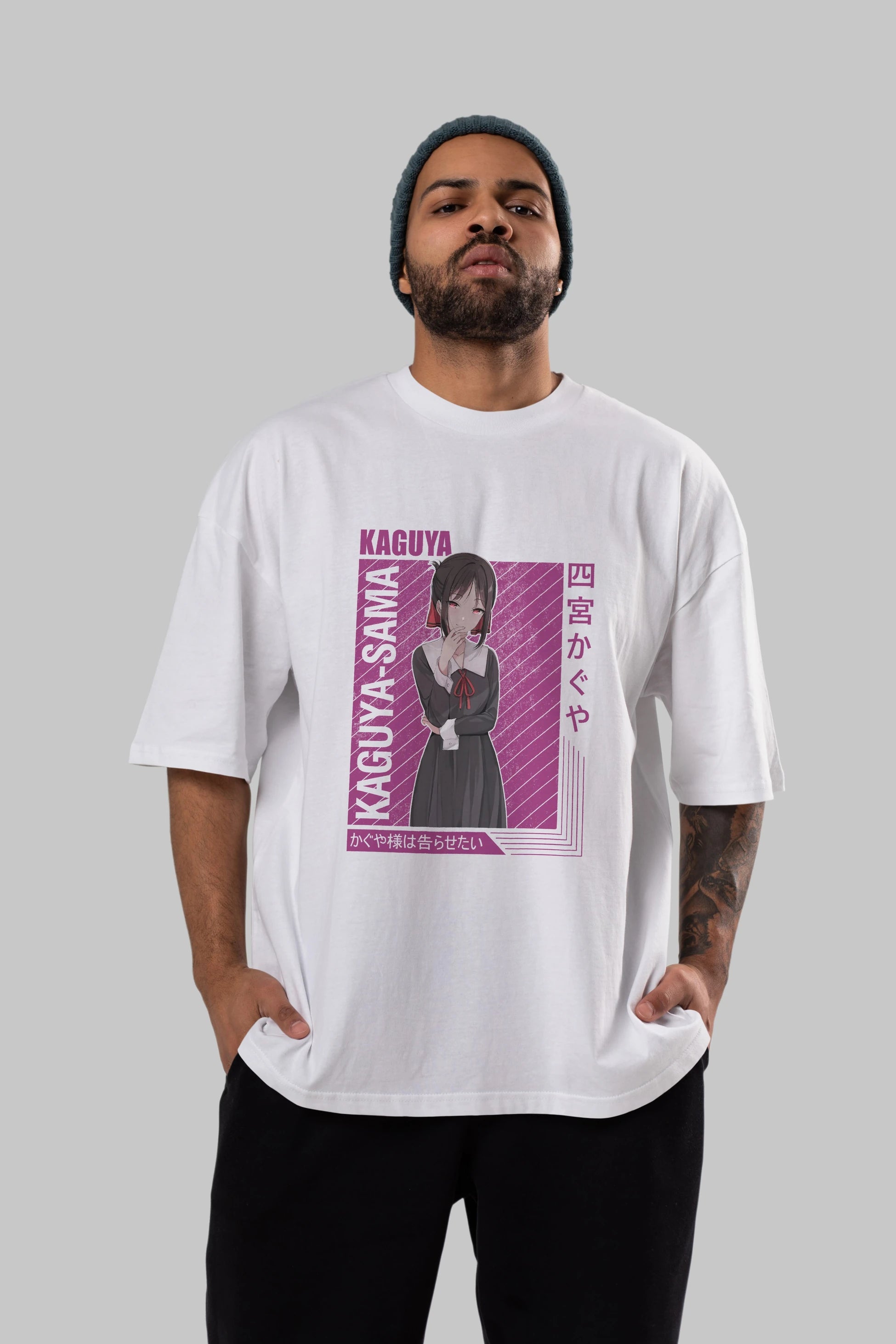 Kaguya Shinomiya 4 1 Anime Ön Baskılı Oversize t-shirt %100 pamuk Erkek Kadın Unisex