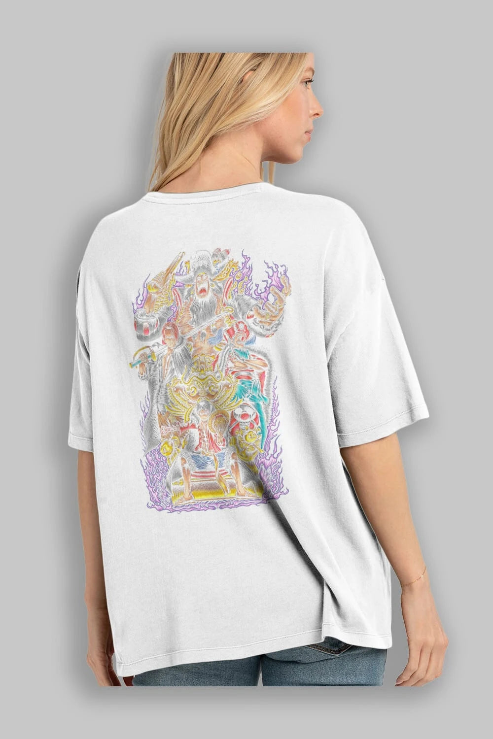 ONE PIECE (8) Anime Arka Baskılı Oversize t-shirt Erkek Kadın Unisex