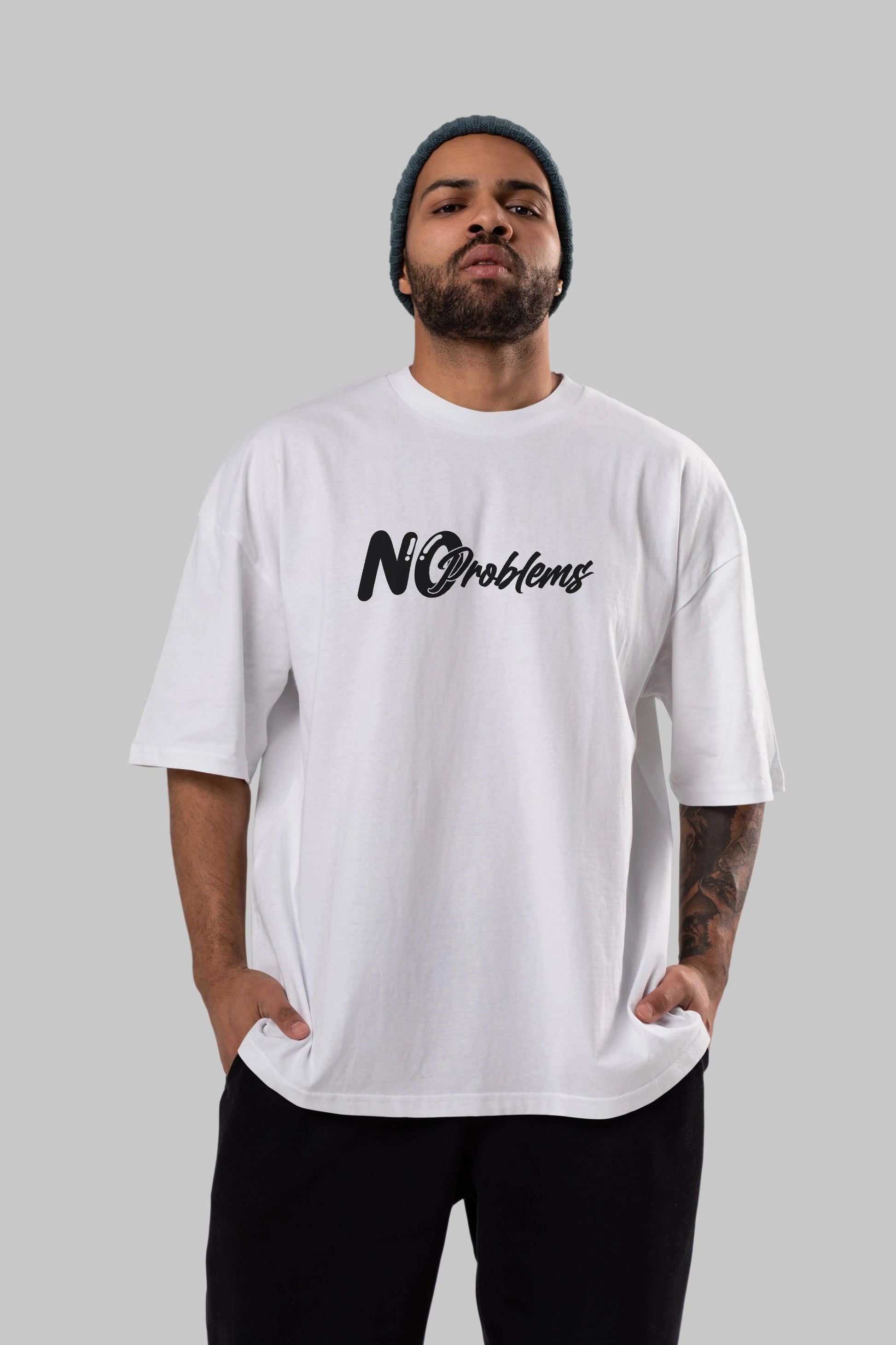 No Problems Ön Baskılı Oversize t-shirt %100 pamuk Erkek Kadın Unisex