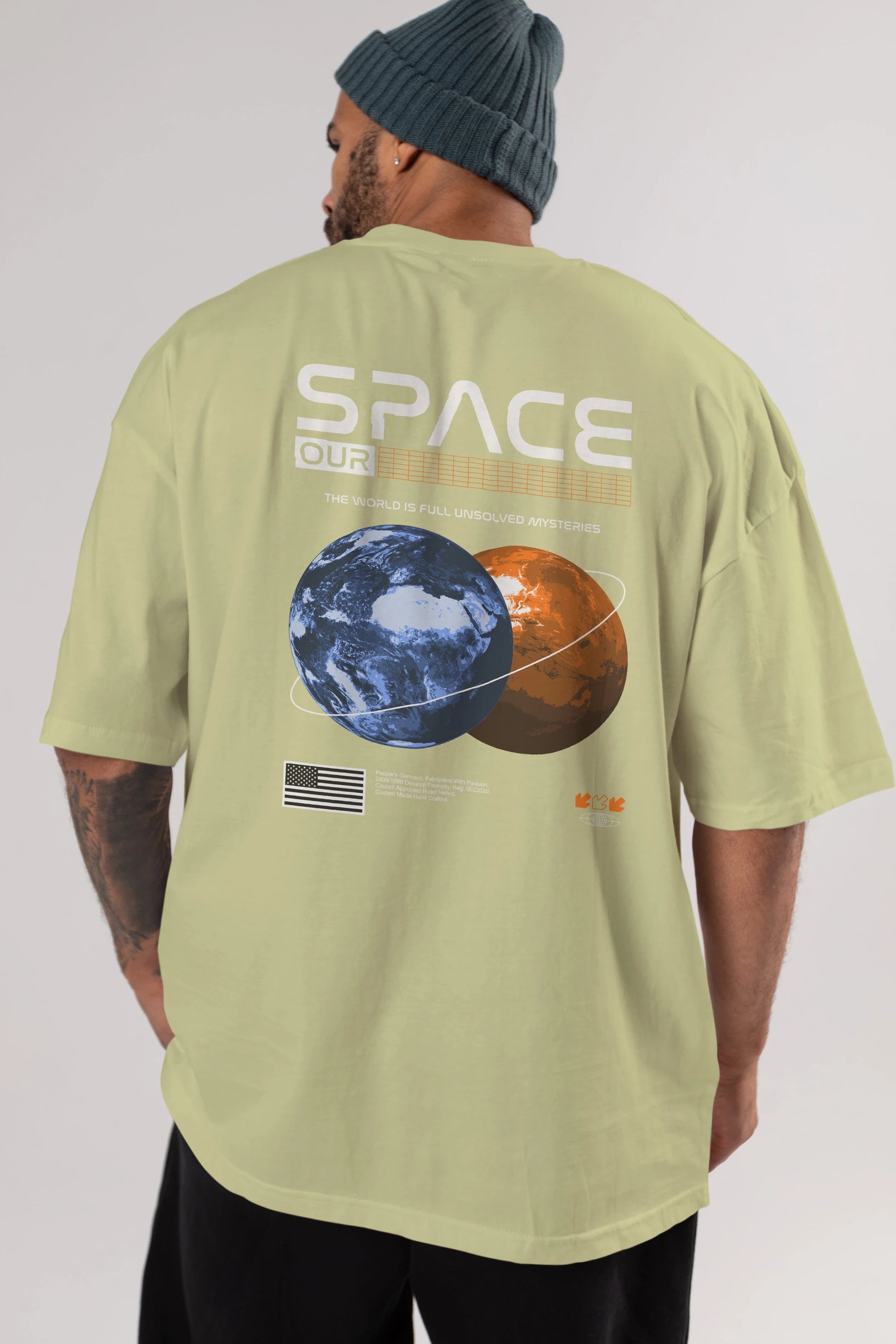 Space Our Arka Baskılı Oversize t-shirt Erkek Kadın Unisex