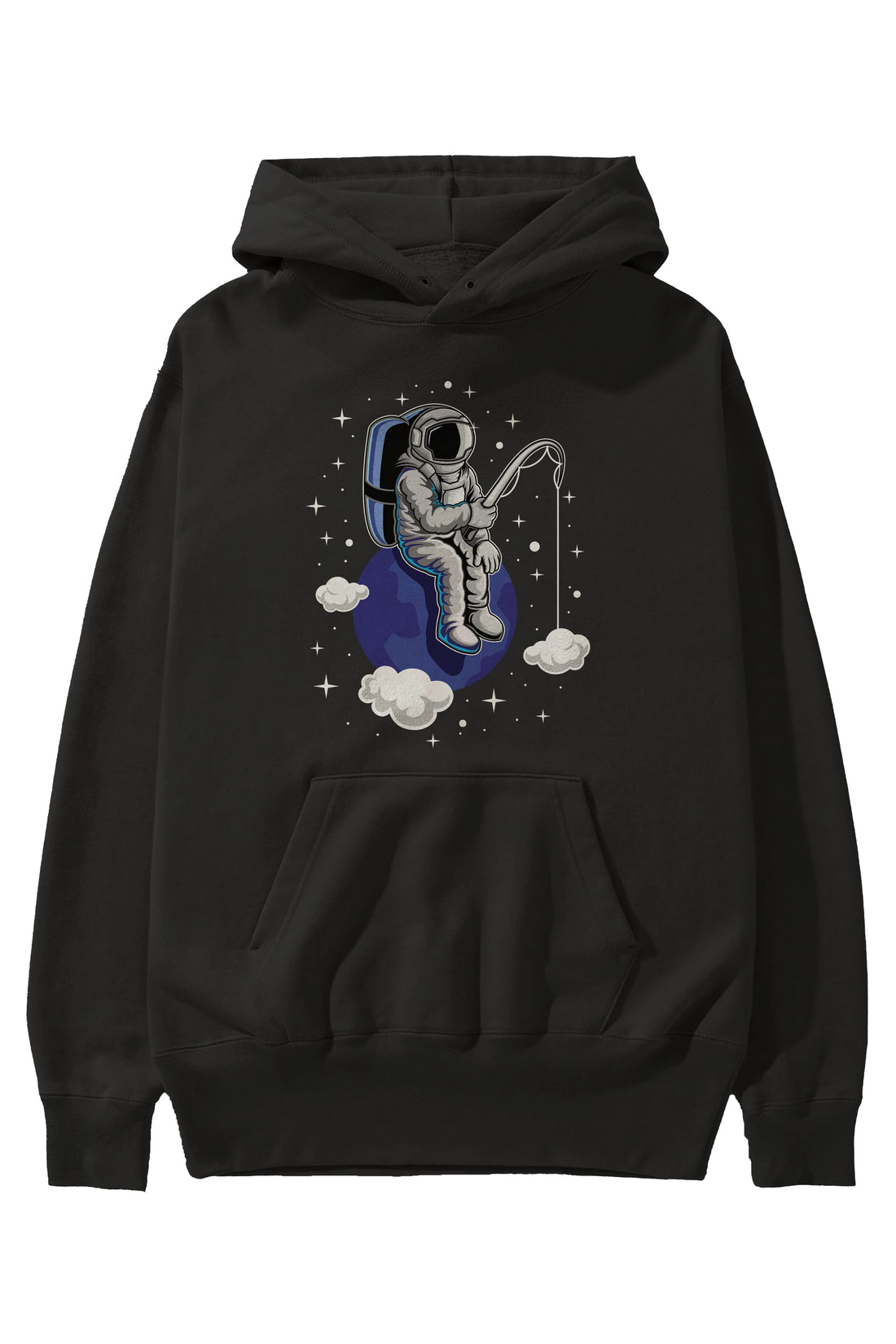 Astronaut Fishing (2) Ön Baskılı Hoodie Oversize Kapüşonlu Sweatshirt Erkek Kadın Unisex