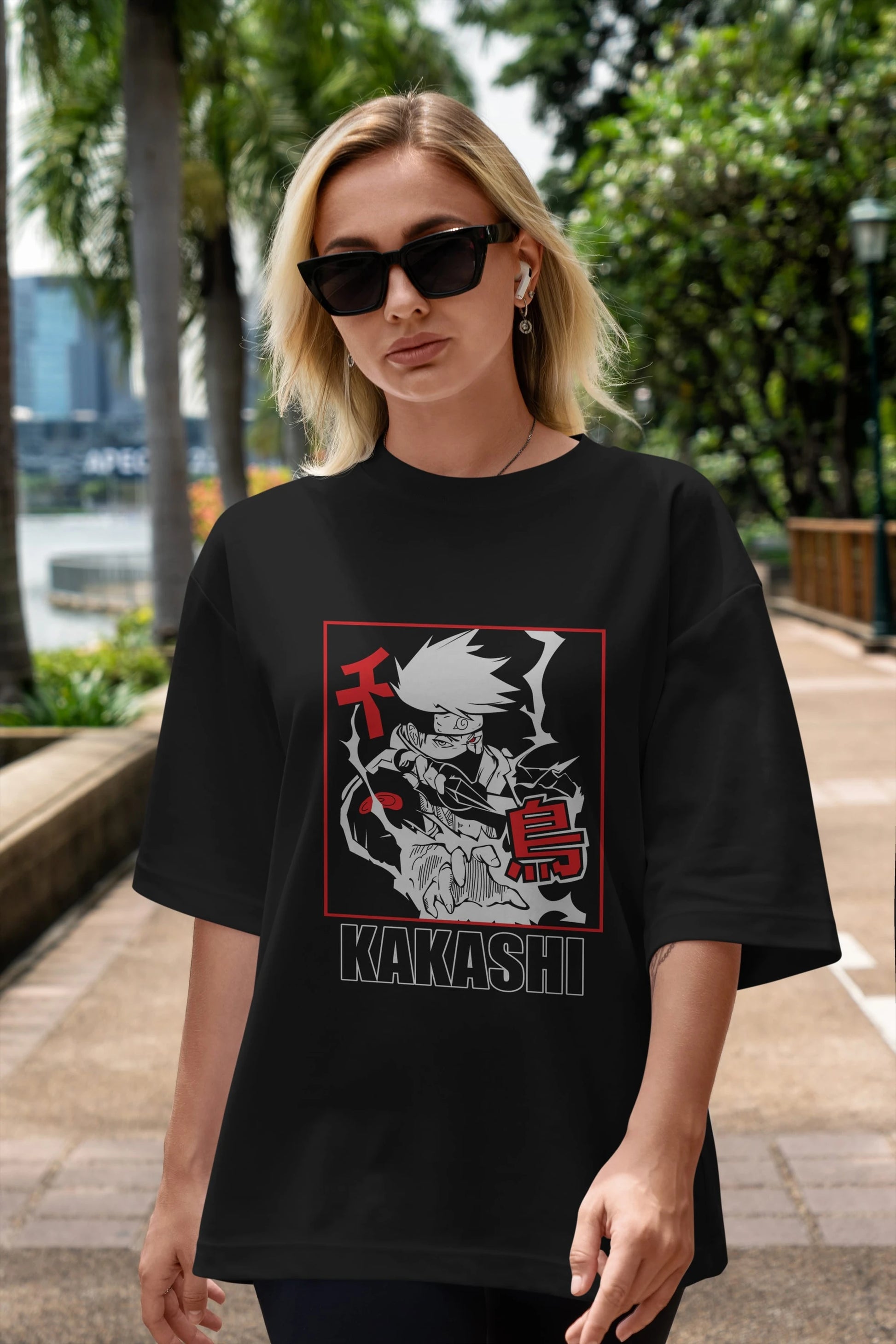 KAKASHI HATAKE NARUTO Anime Ön Baskılı Oversize t-shirt %100 pamuk Erkek Kadın Unisex