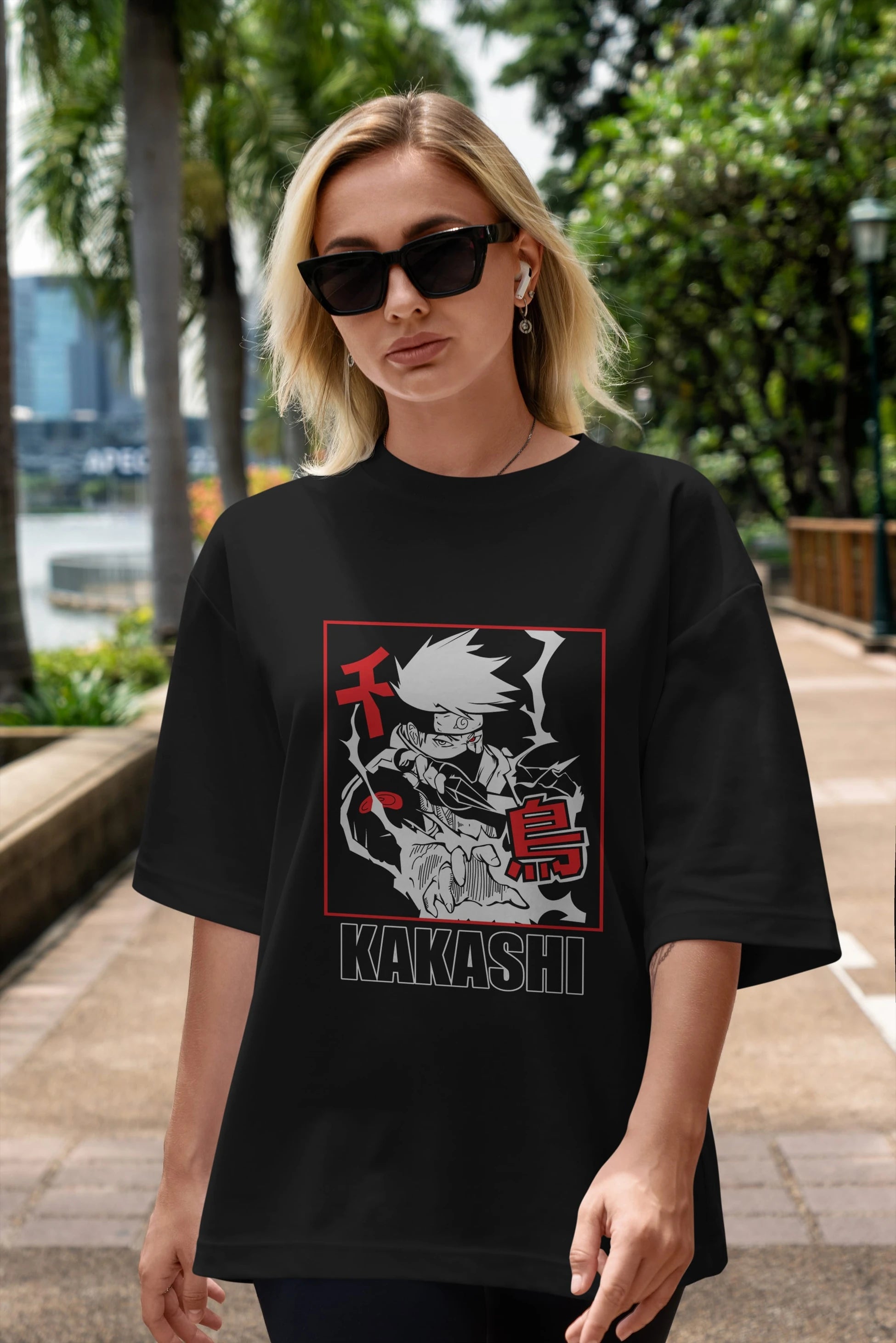 KAKASHI HATAKE NARUTO Anime Ön Baskılı Oversize t-shirt %100 pamuk Erkek Kadın Unisex