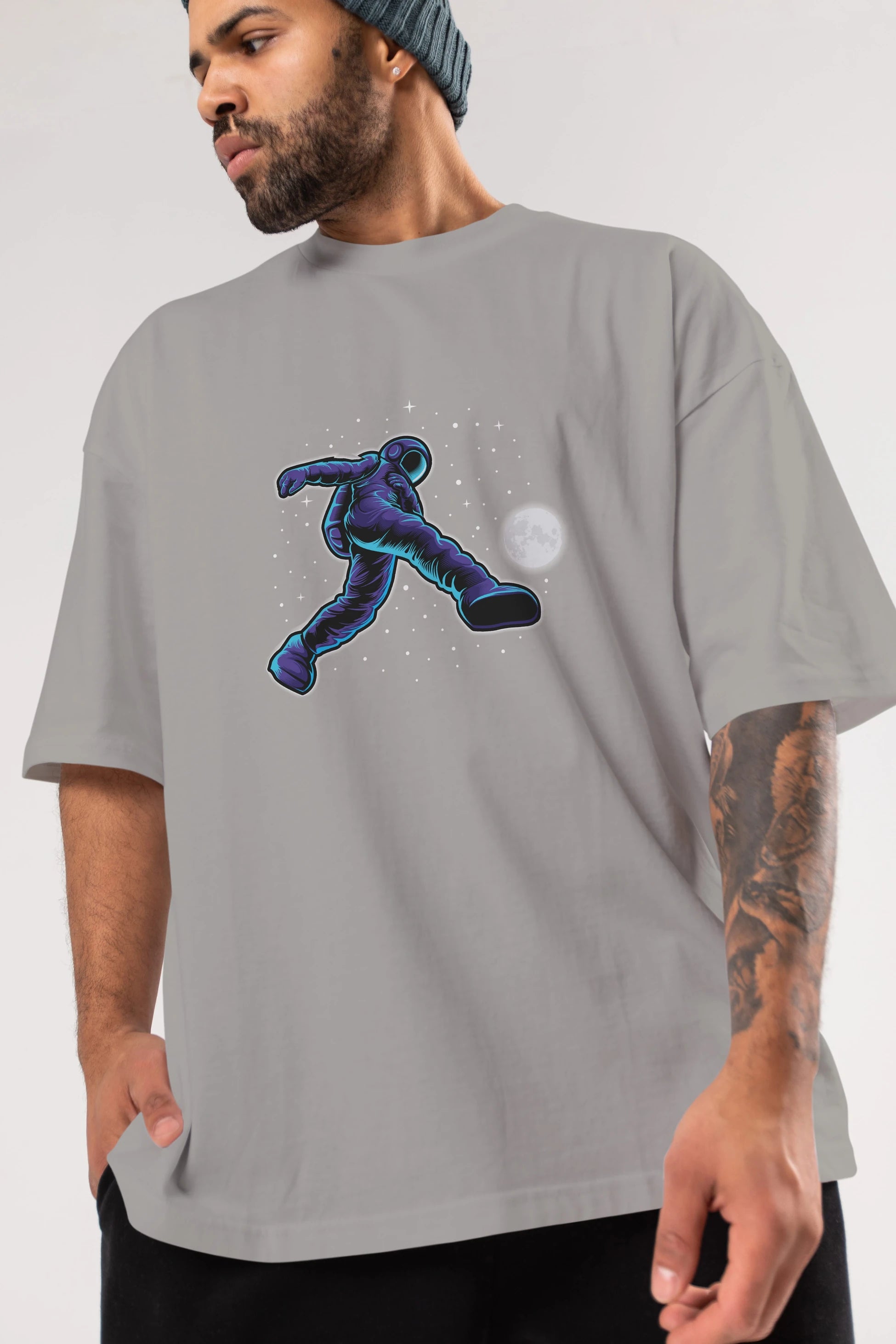 Astroball in Space Ön Baskılı Oversize t-shirt Erkek Kadın Unisex