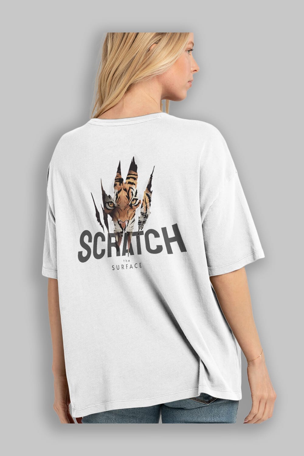 Teddy Bear Scratch Arka Baskılı Oversize t-shirt Erkek Kadın Unisex %100 Pamuk