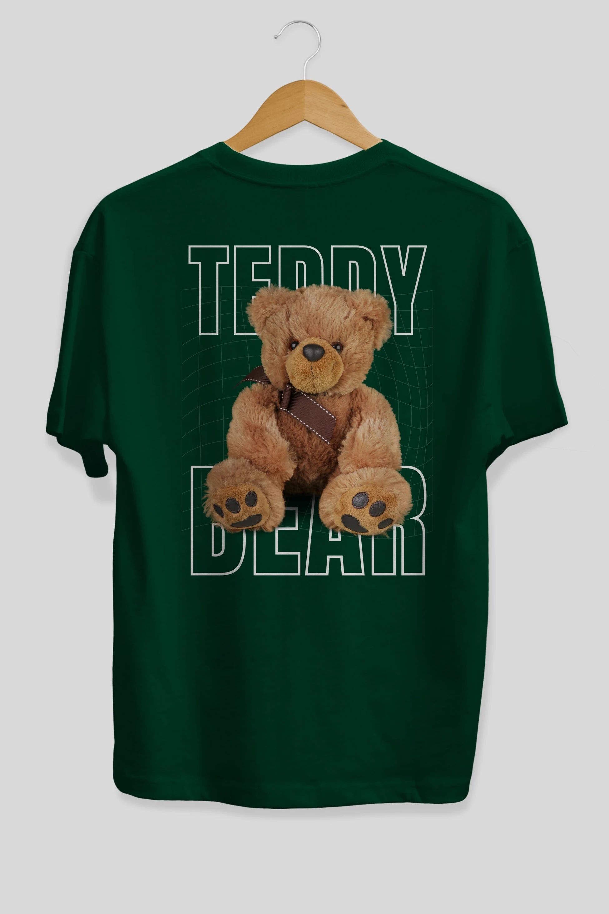 Teddy Bear Yazılı Arka Baskılı Oversize t-shirt Erkek Kadın Unisex %100 Pamuk