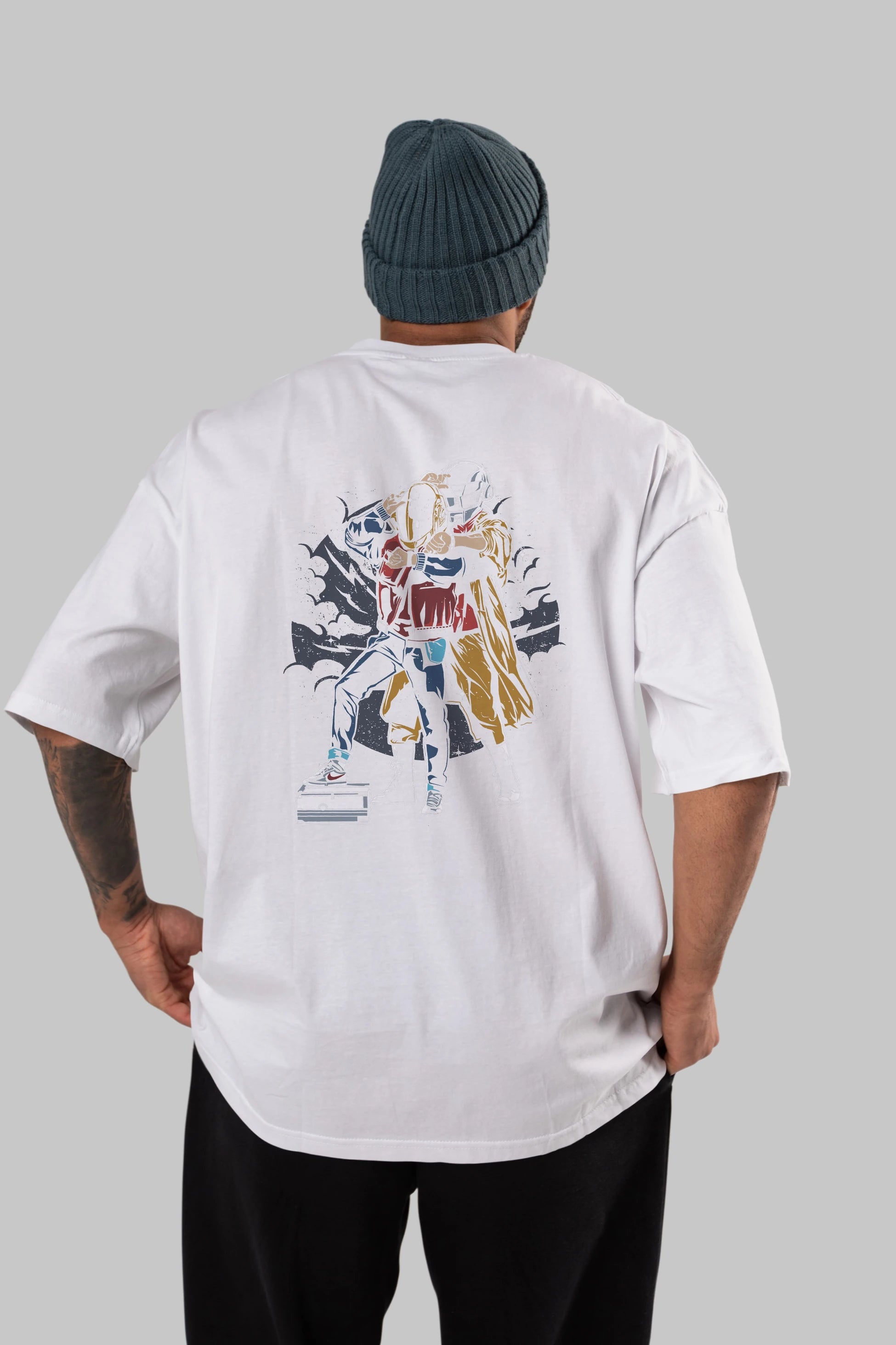 Back To The Beat Arka Baskılı Oversize t-shirt Erkek Kadın Unisex %100 Pamuk