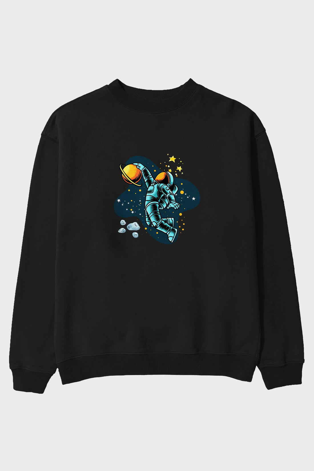 Astronot Basketbol Ön Baskılı Oversize Sweatshirt Erkek Kadın Unisex