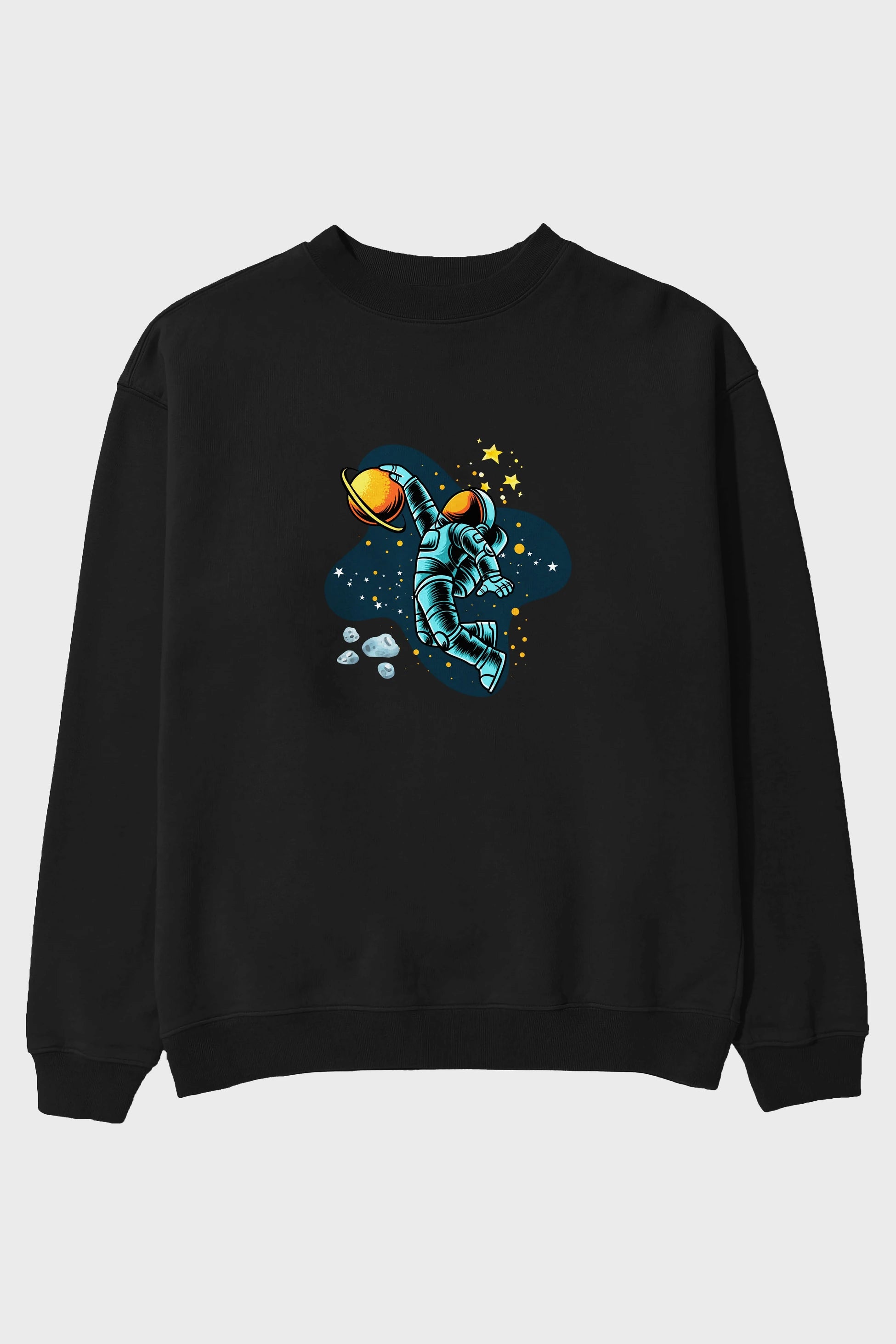 Astronot Basketbol Ön Baskılı Oversize Sweatshirt Erkek Kadın Unisex