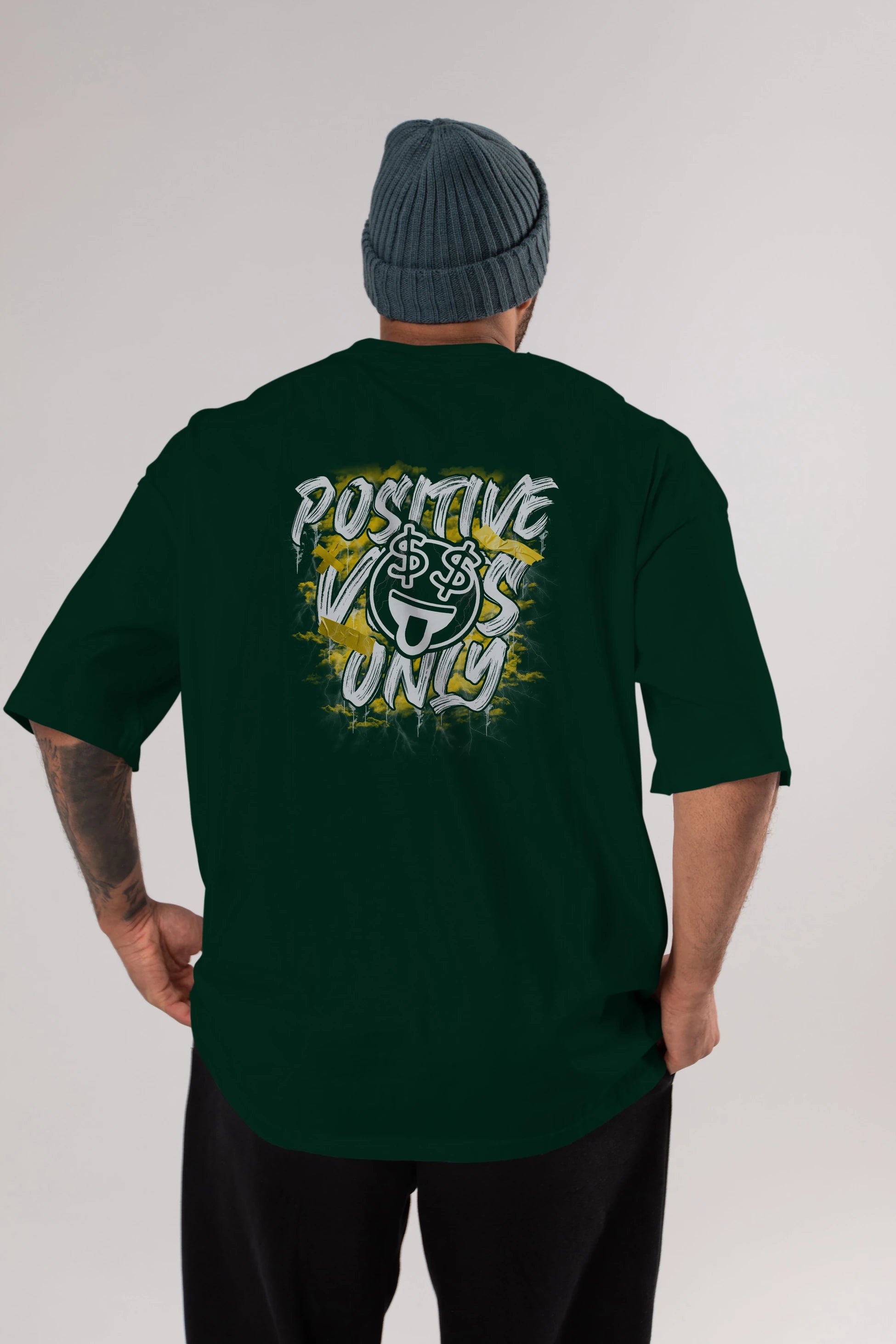 Positive Only Arka Baskılı Oversize t-shirt Erkek Kadın Unisex