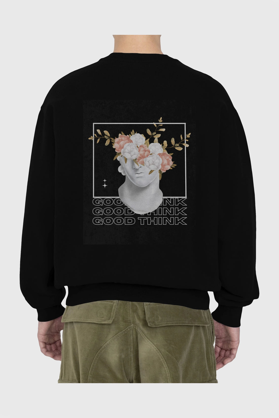 Good Think Yazılı Arka Baskılı Oversize Sweatshirt Erkek Kadın Unisex