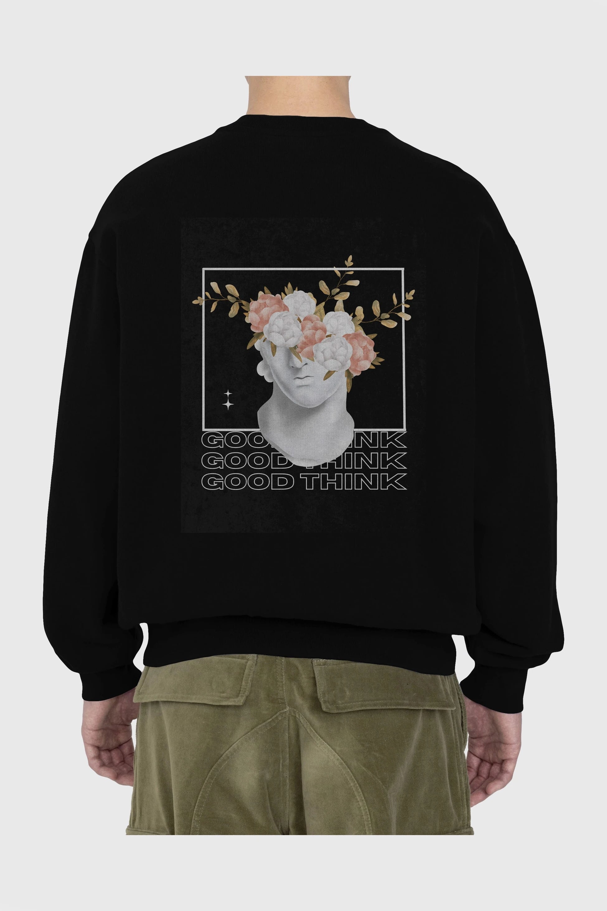 Good Think Yazılı Arka Baskılı Oversize Sweatshirt Erkek Kadın Unisex