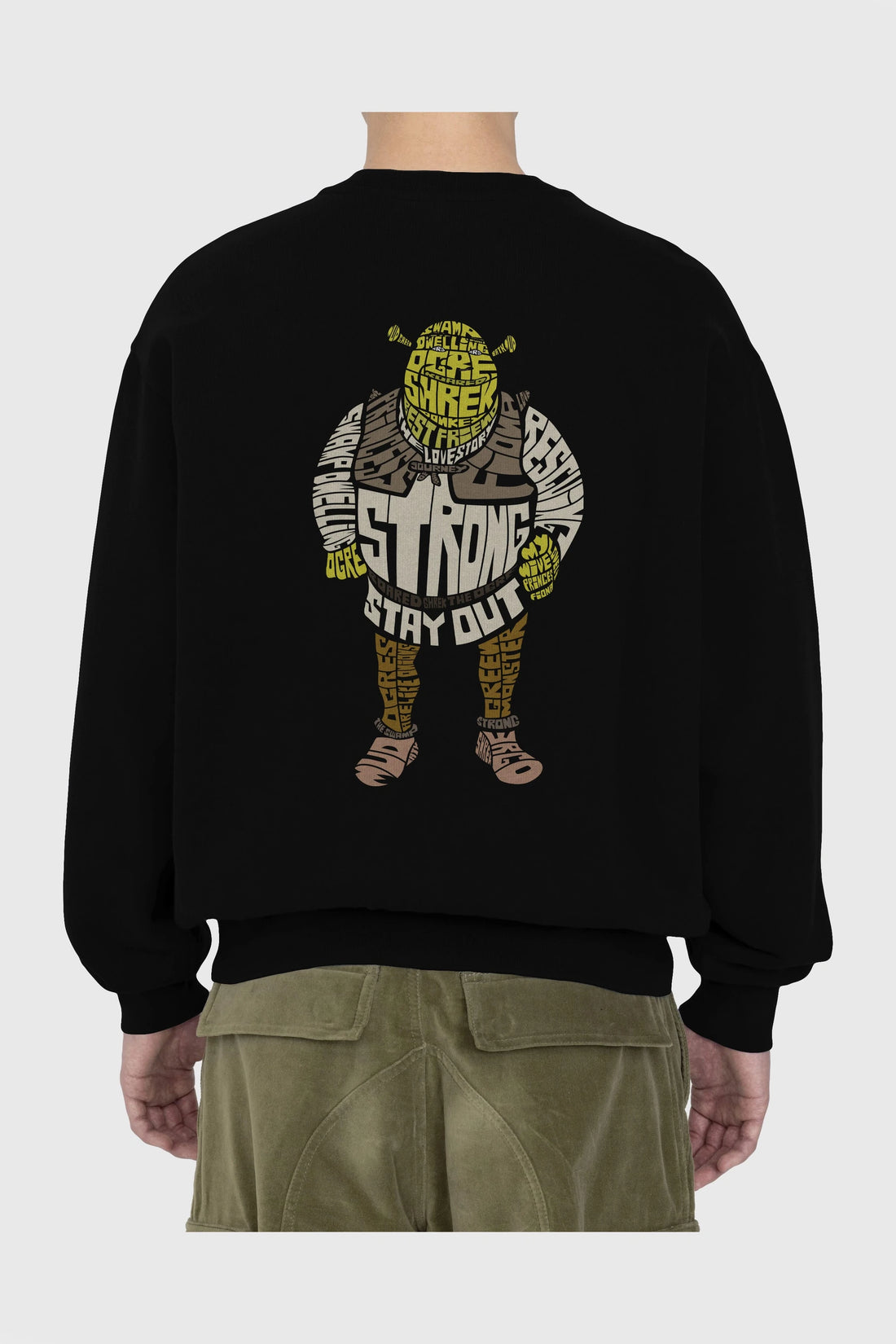 Shrek Arka Baskılı Oversize Sweatshirt Erkek Kadın Unisex