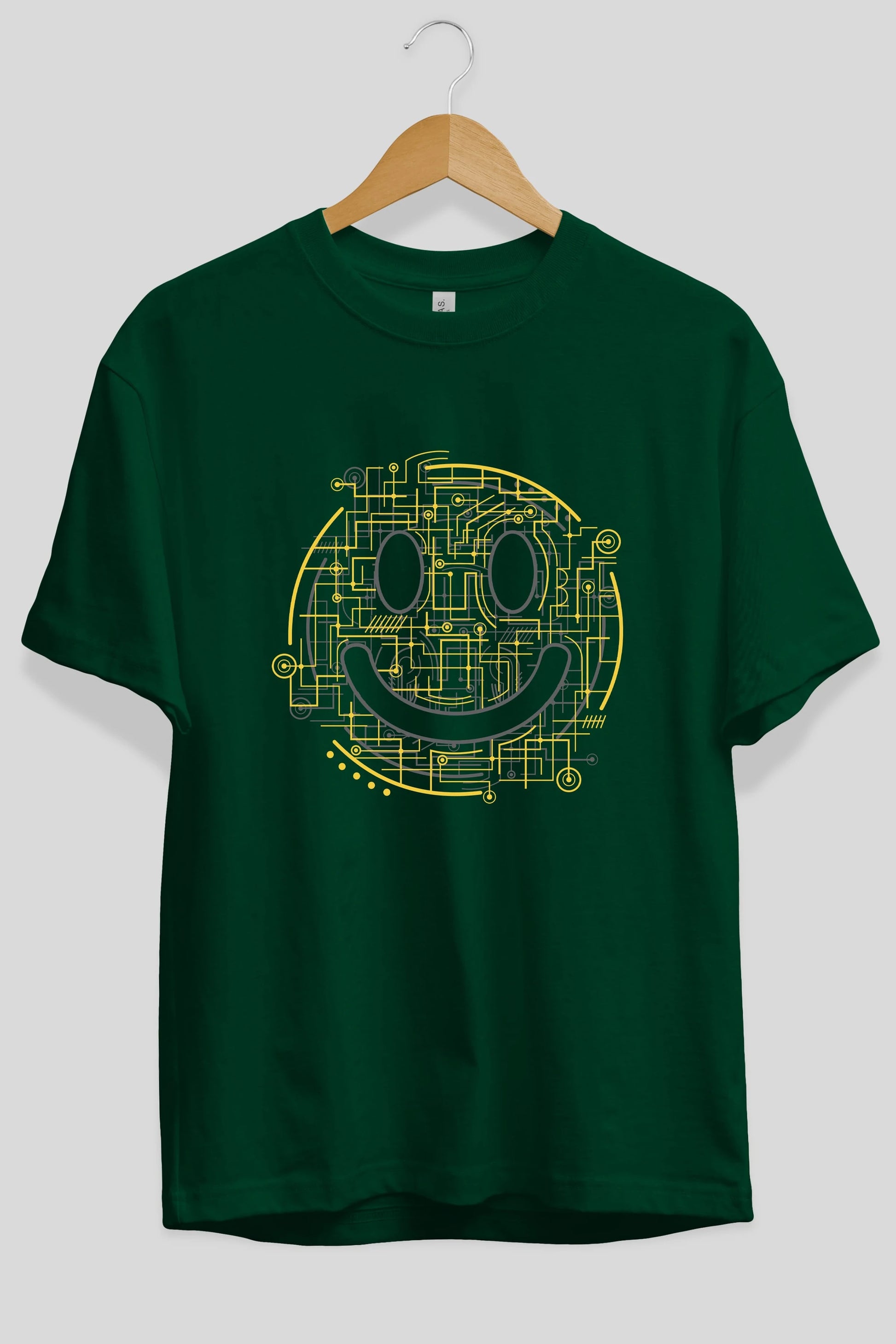 Electric Smiley Ön Baskılı Oversize t-shirt %100 pamuk Erkek Kadın Unisex