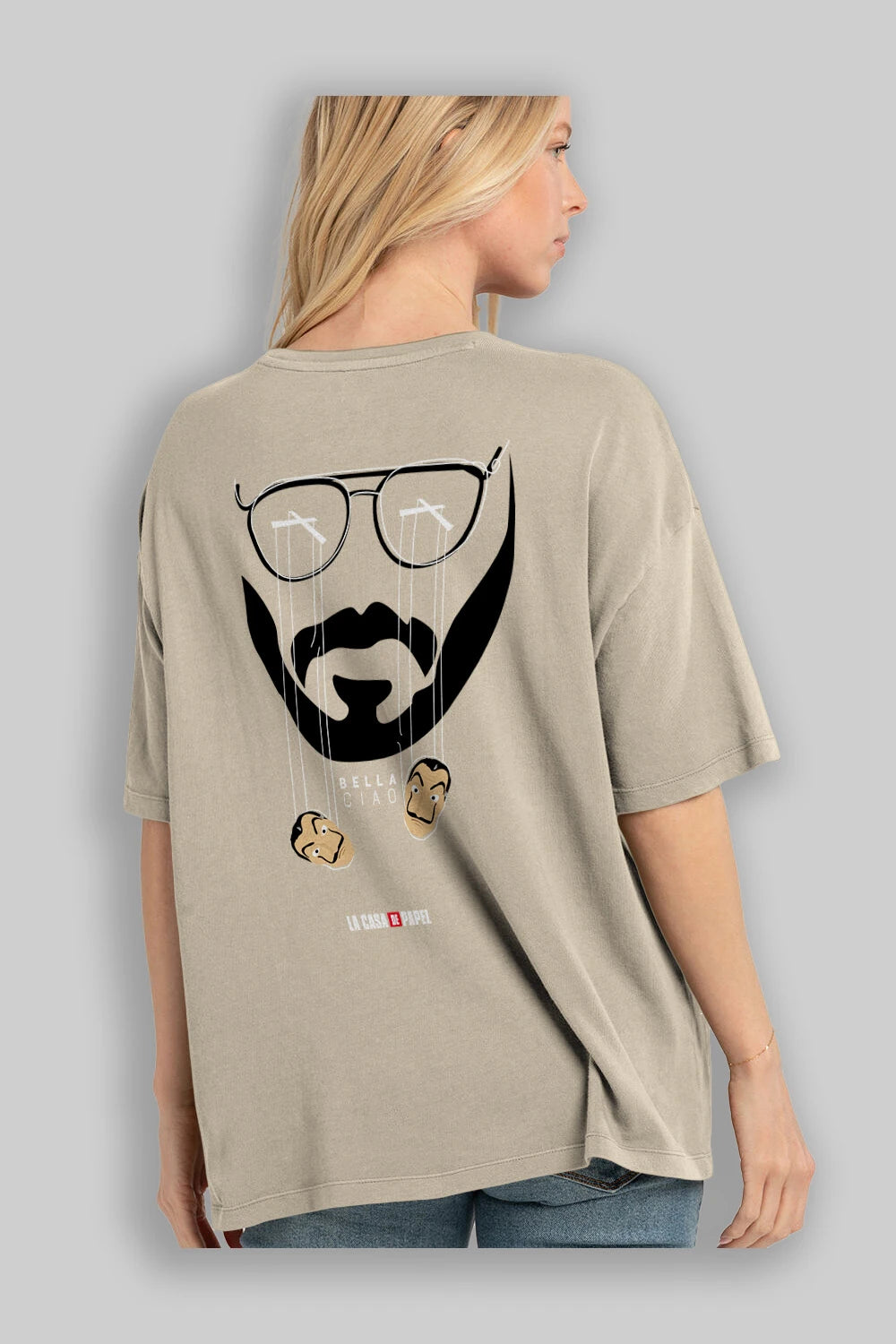 La Casa De Papel (11) Arka Baskılı Oversize t-shirt Erkek Kadın Unisex %100 Pamuk Bisiklet Yaka tişort