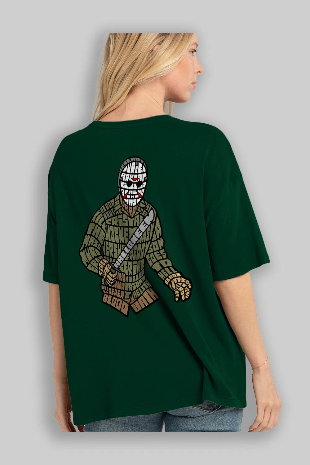 Jason Arka Baskılı Oversize t-shirt %100 pamuk Erkek Kadın Unisex