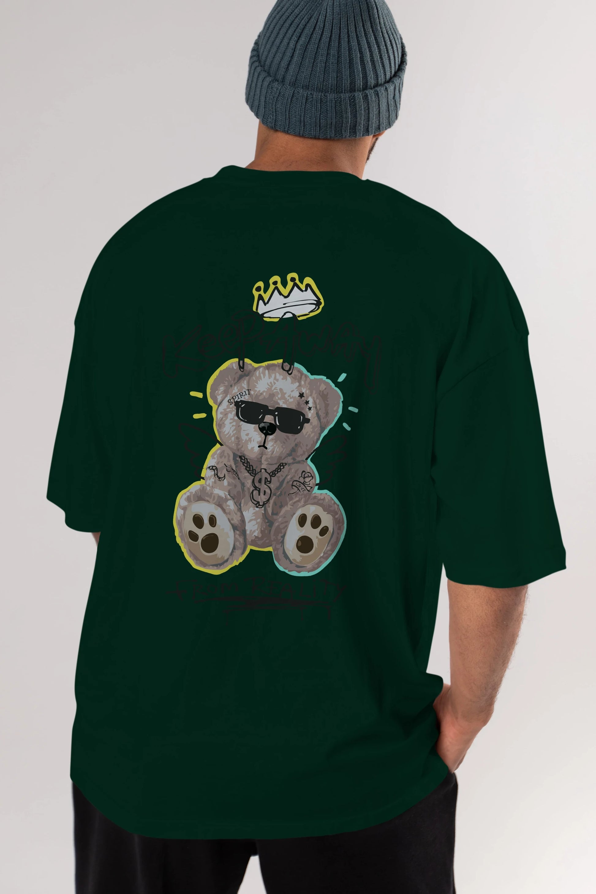 Keep Away Bear 2 Arka Baskılı Oversize t-shirt Erkek Kadın Unisex